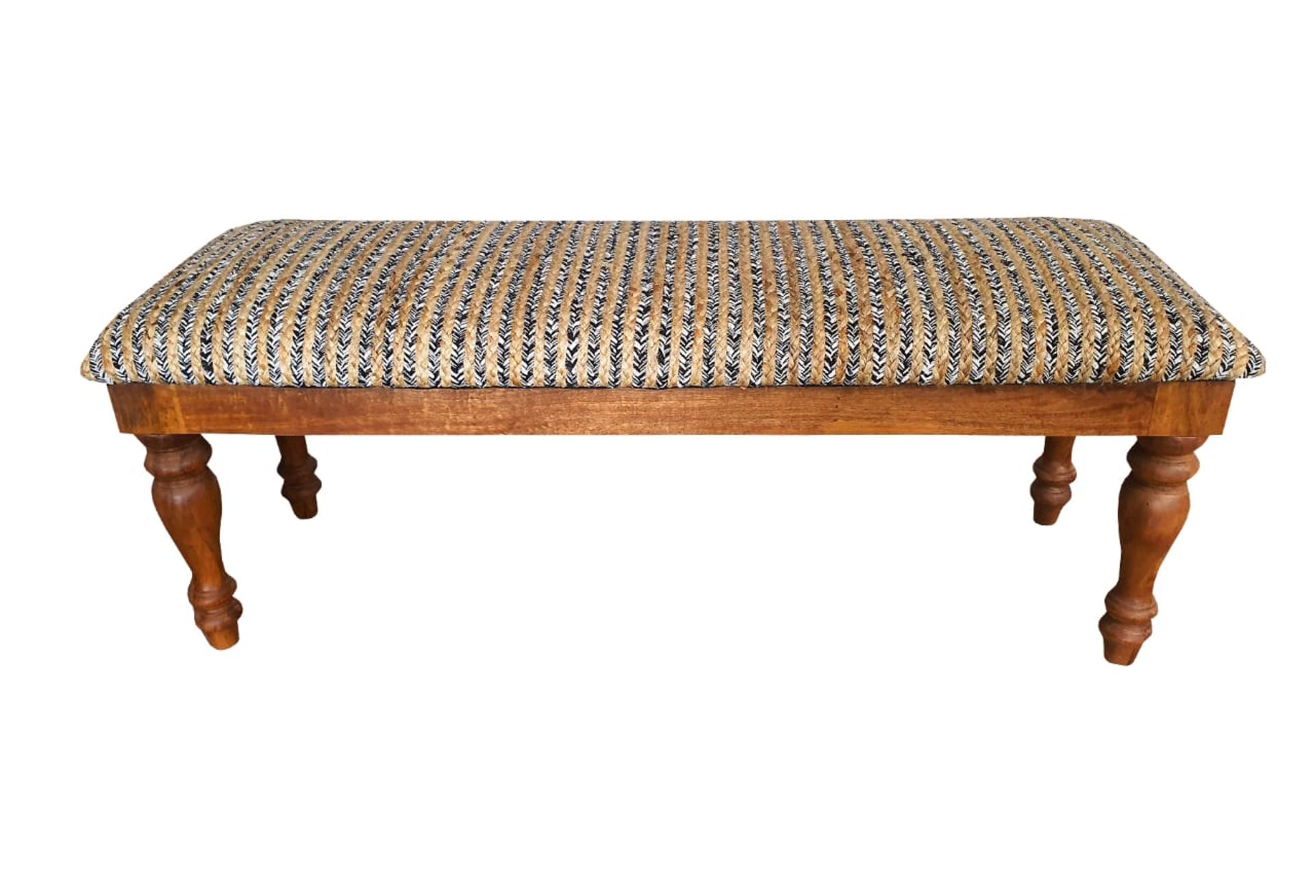 5 X MANGO WOOD JUTE BENCH - ND00701 - Image 2 of 2