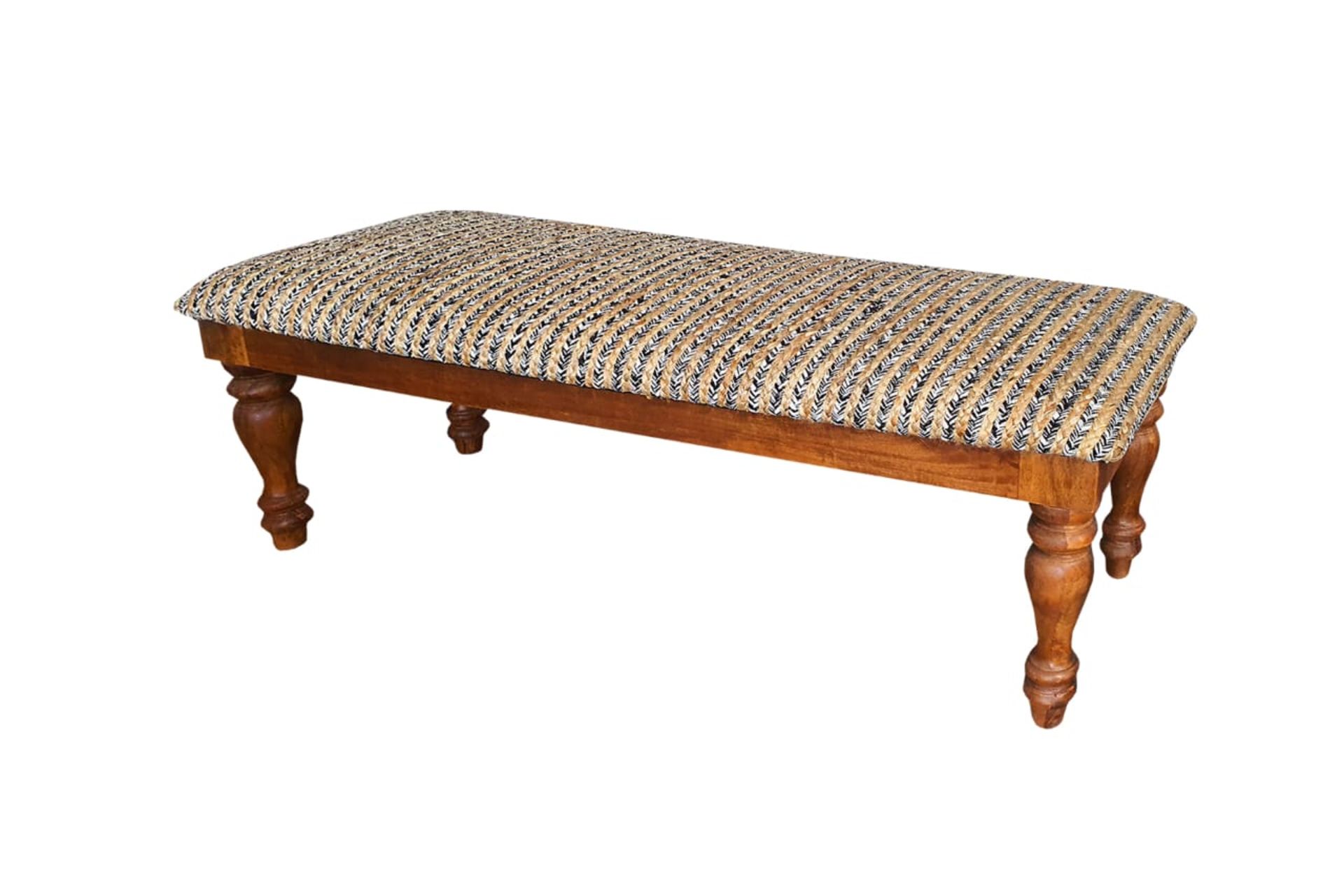 5 X MANGO WOOD JUTE BENCH - ND00701