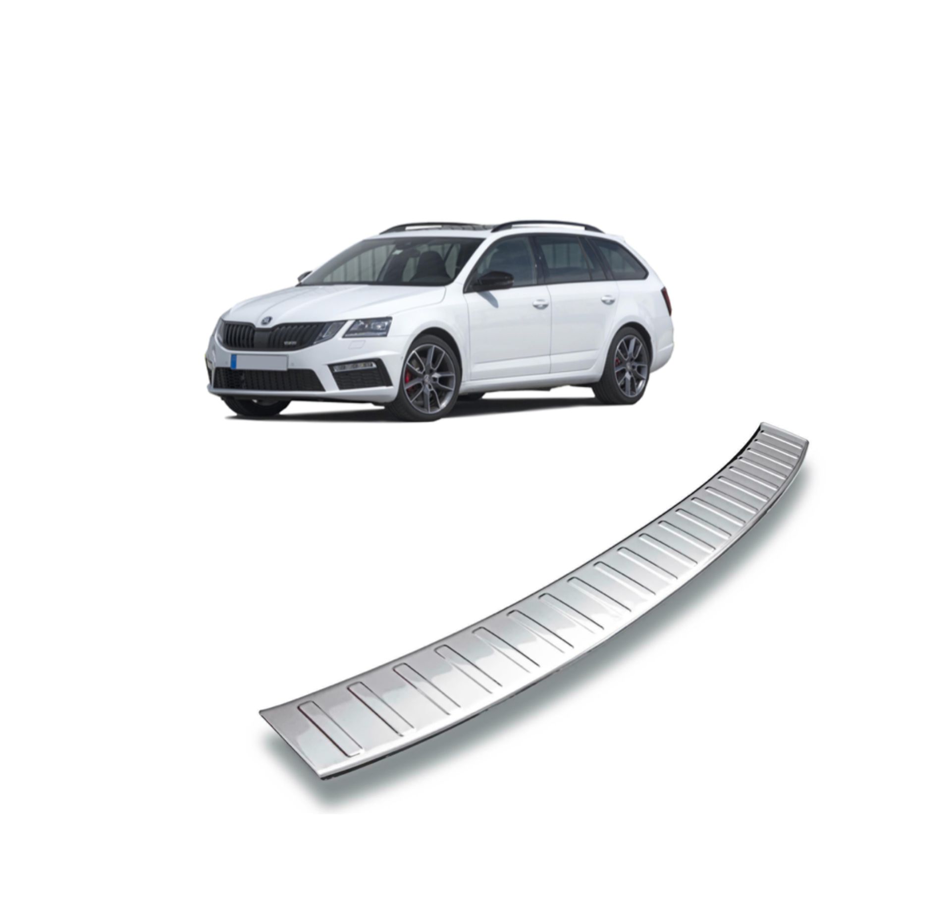 100 X LOTS SKODA OCTAVIA MK3 ESTATE 2013-2017 STAINLESS STEEL REAR BUMPER PROTECTOR, SCRATCH GUARD