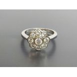 1CT DIAMOND DAISY CLUSTER RING 18CT WHITE GOLD LADIES SIZE L 1/4 750 5G