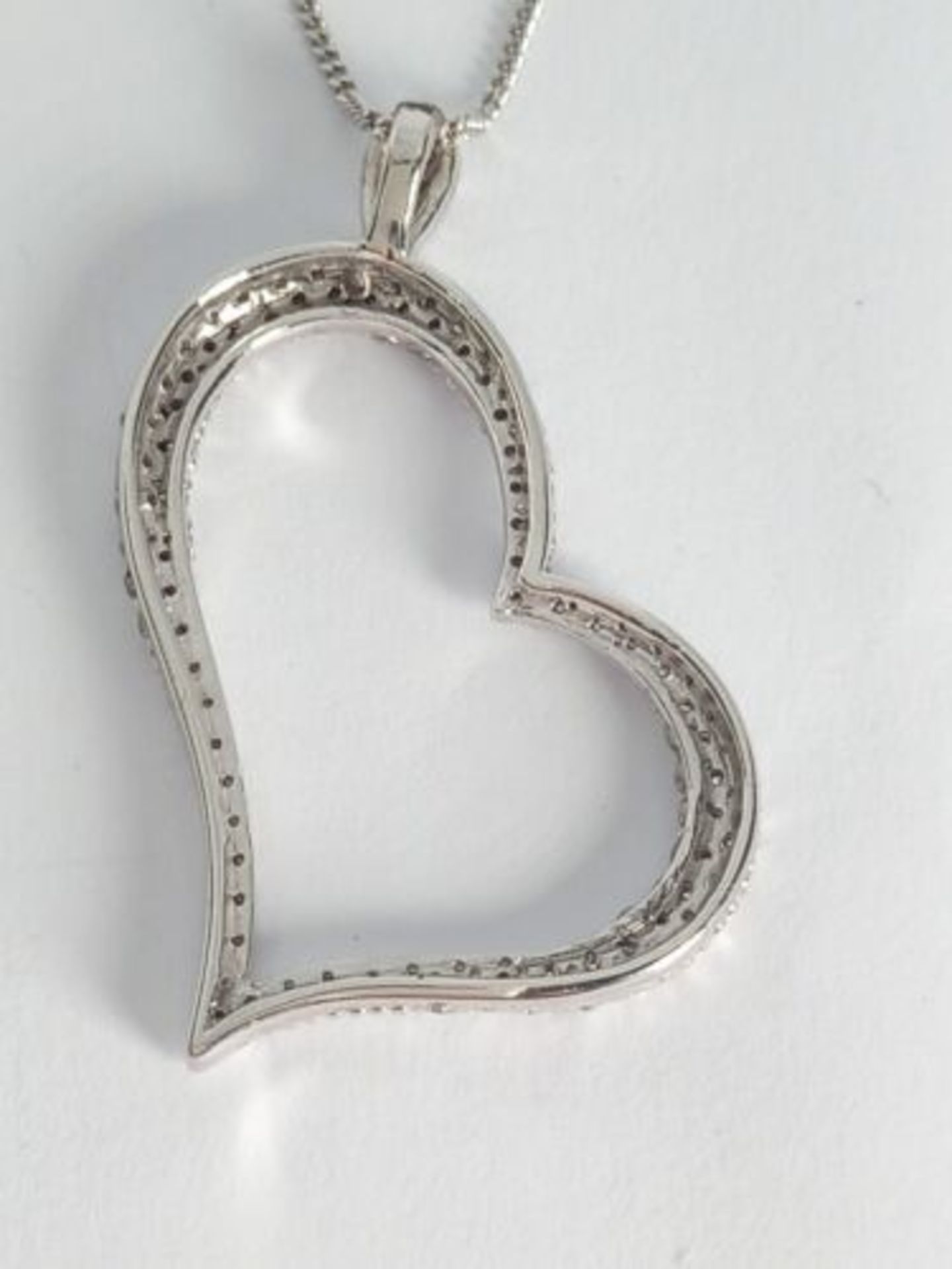 1CT DIAMOND BIG HEART PENDANT/WHITE GOLD TIFFANY'S STILE - Image 3 of 4