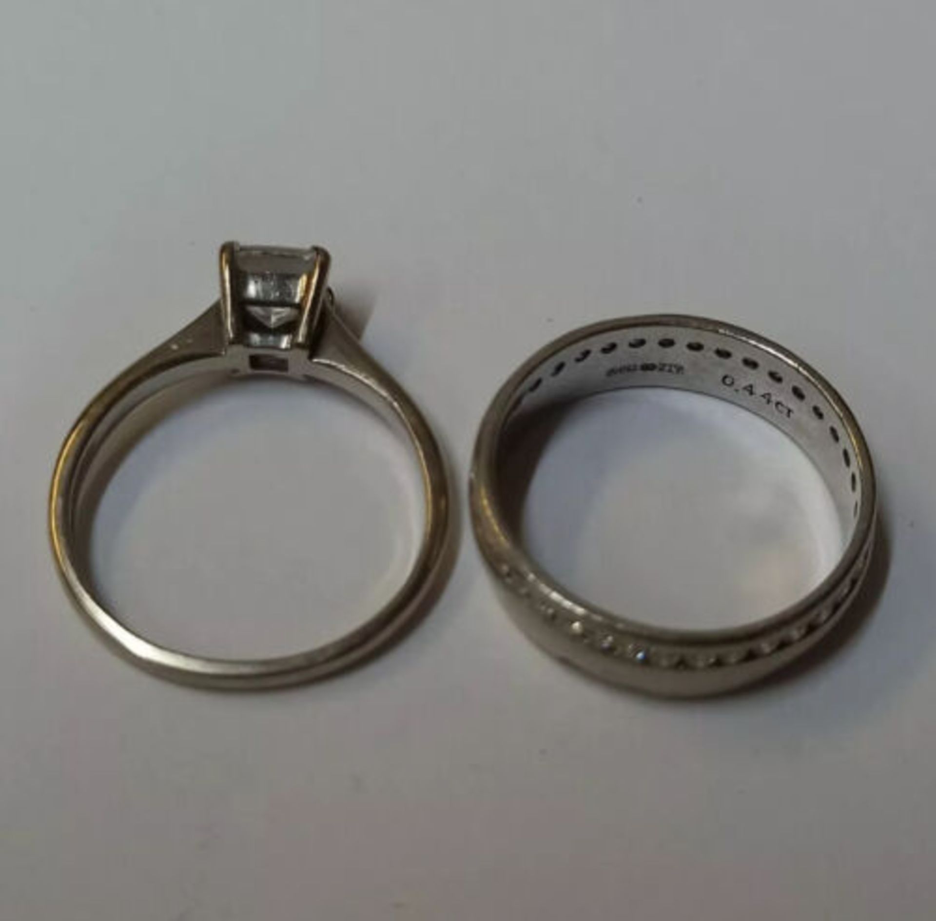 PRINCESS CUT DIAMOND RING/DIAMOND WEDDING BAND (SET) WHITE GOLD - Image 5 of 6