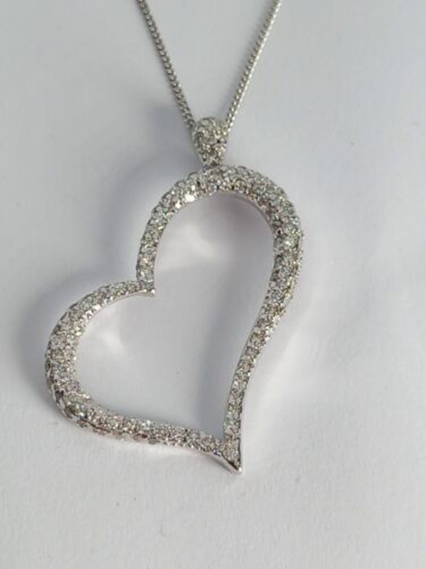 1CT DIAMOND BIG HEART PENDANT/WHITE GOLD TIFFANY'S STILE - Image 2 of 4
