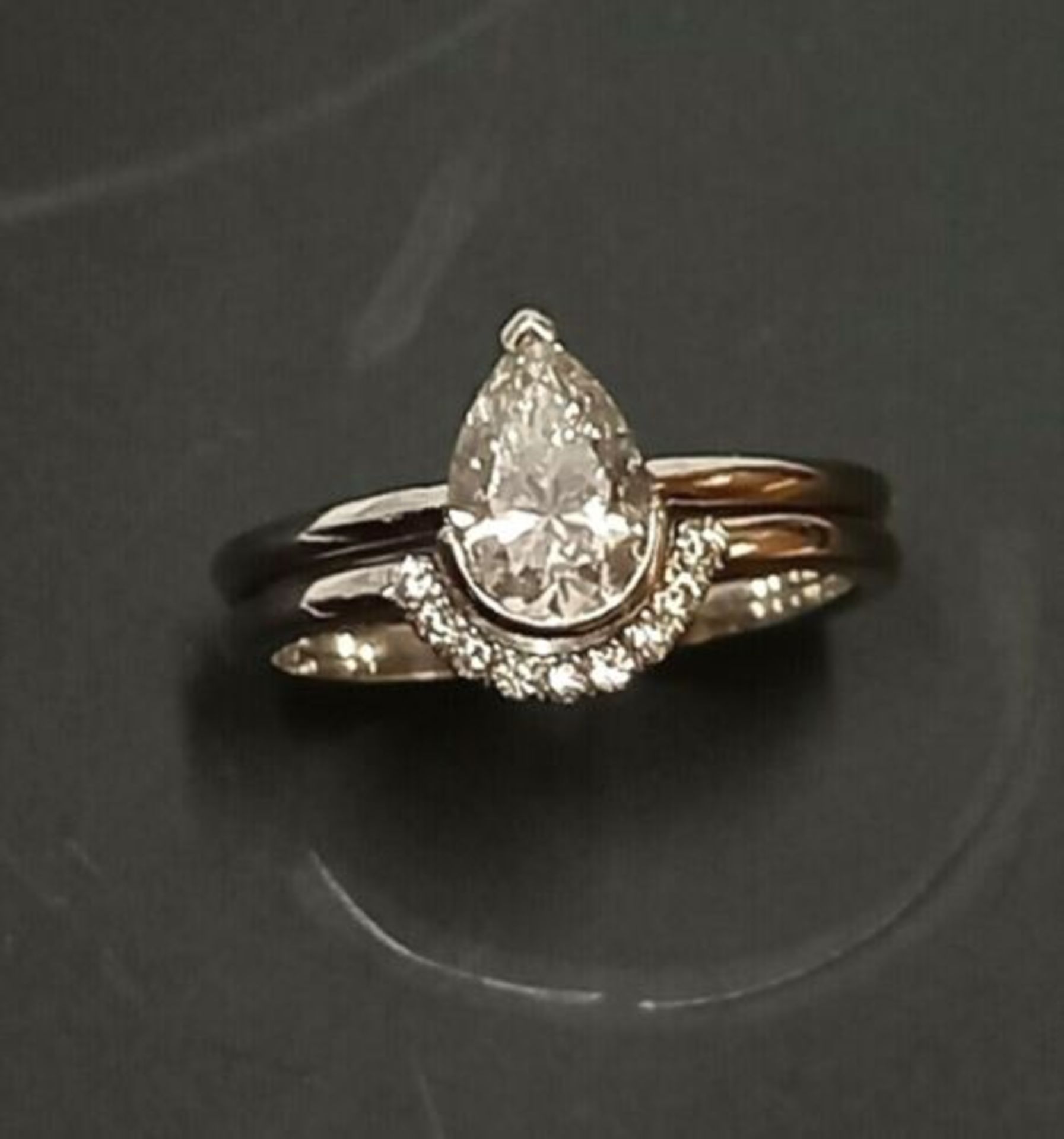 1.07 PEAR DIAMOND SOLITAIRE / HANDMADE DIAMOND WEDDING BAND - Image 2 of 4