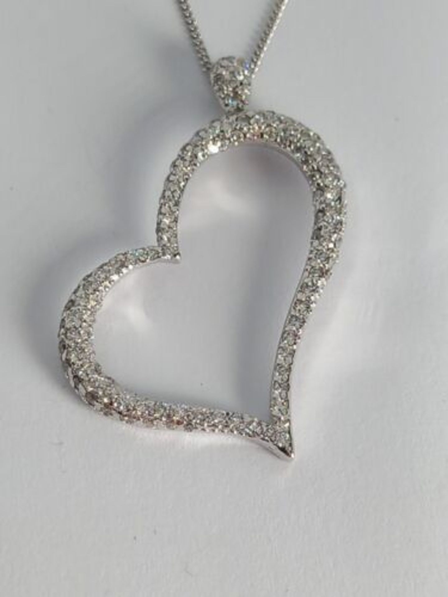 1CT DIAMOND BIG HEART PENDANT/WHITE GOLD TIFFANY'S STILE - Image 4 of 4