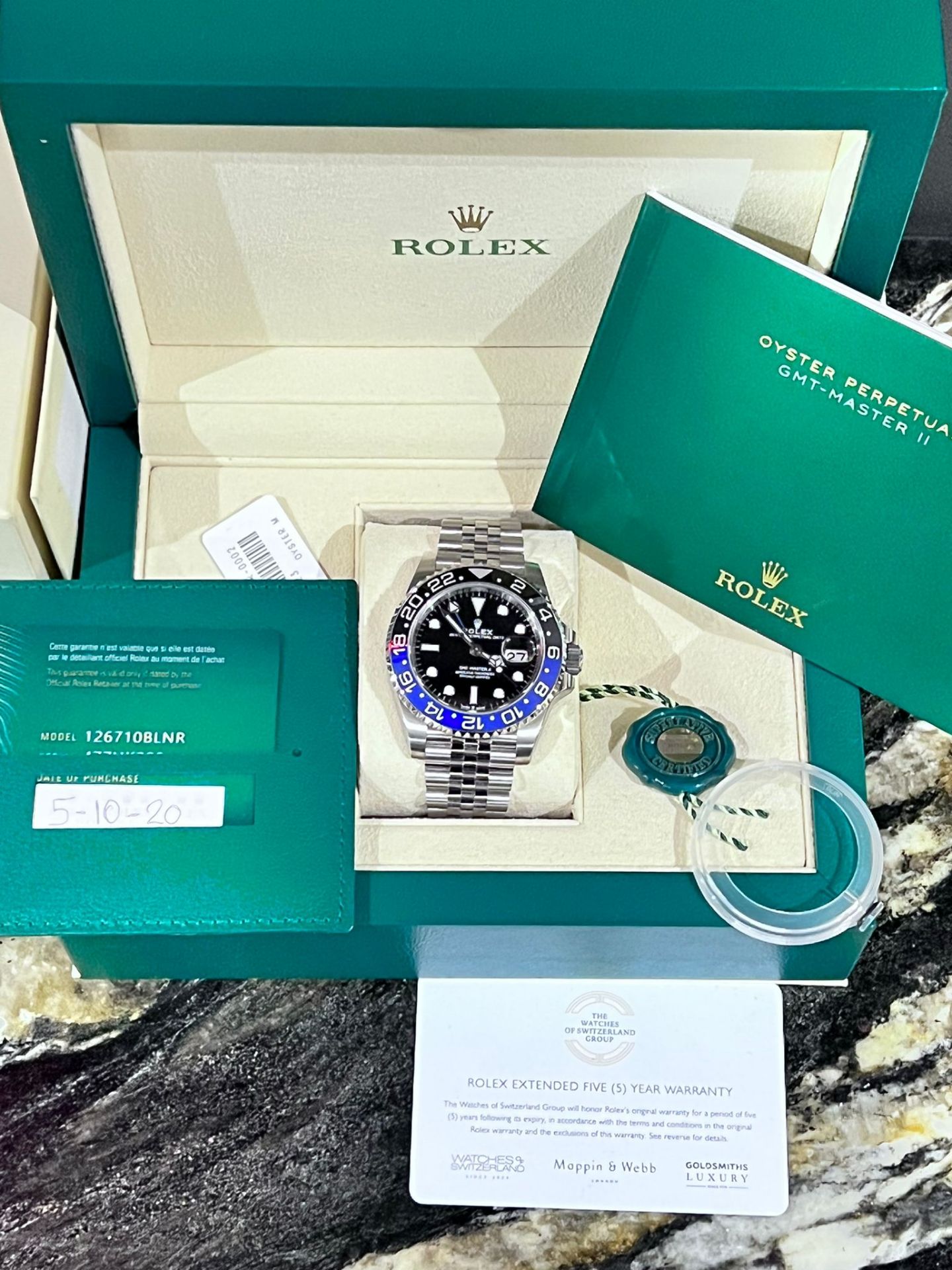 **NEW** ROLEX GMT-MASTER II BATMAN OYSTER BRACELET WATCH - OCTOBER 2020 - FULL SET