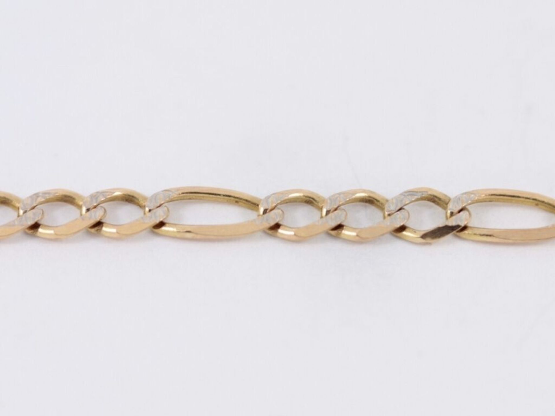 FIGARO CHAIN NECKLACE 9CT GOLD YELLOW WHITE LADIES STUNNING 21.5" 375 K72 - Image 2 of 3