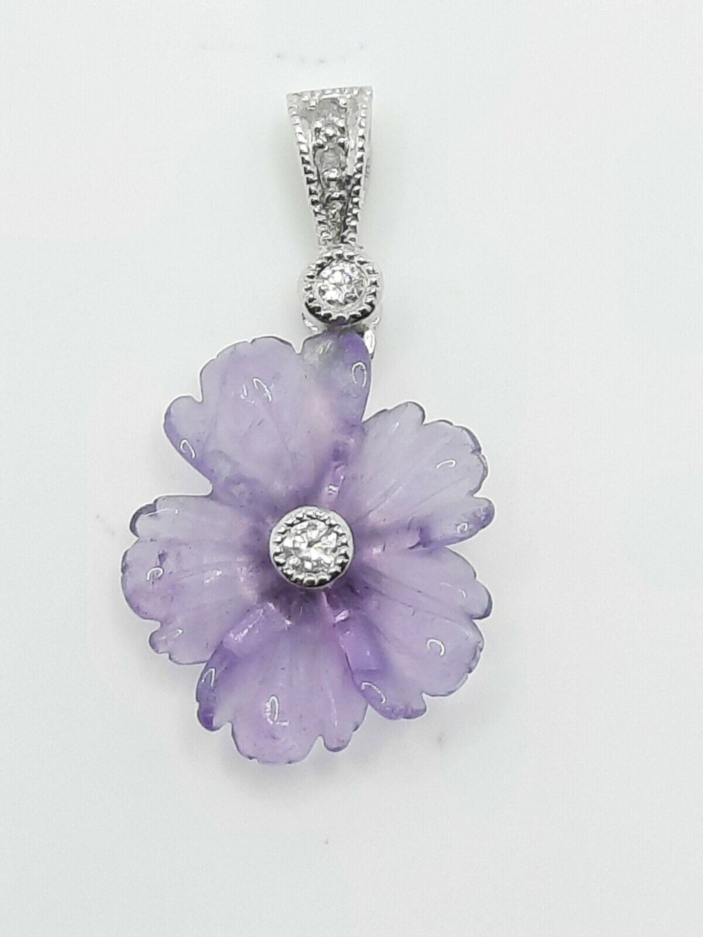 AMETHYST & DIAMOND PENDANT/WHITE GOLD - Image 6 of 8