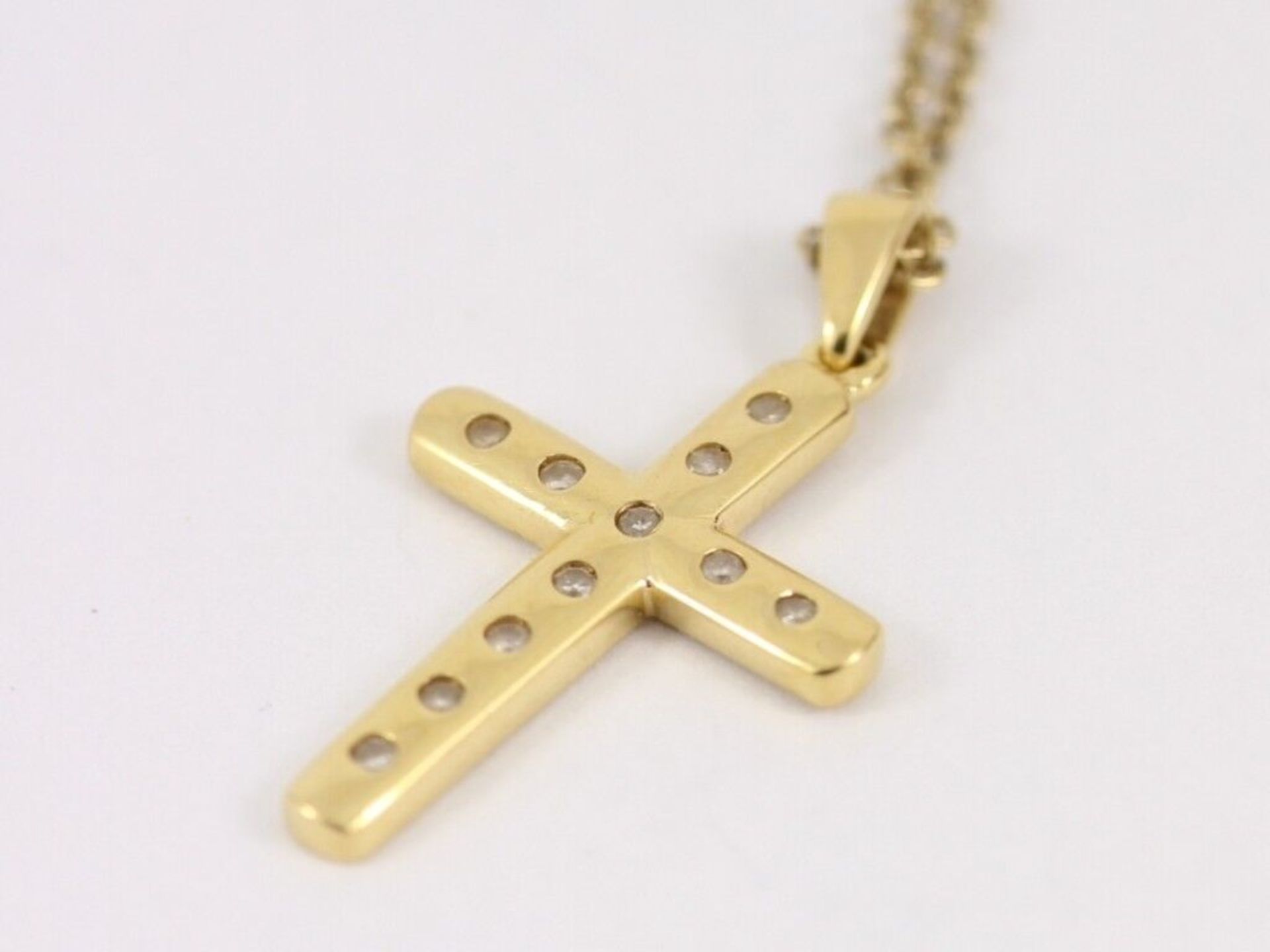 DIAMOND CROSS PENDANT 18CT GOLD 9CT NECKLACE LADIES 750 5.2G CD74 - Image 2 of 4