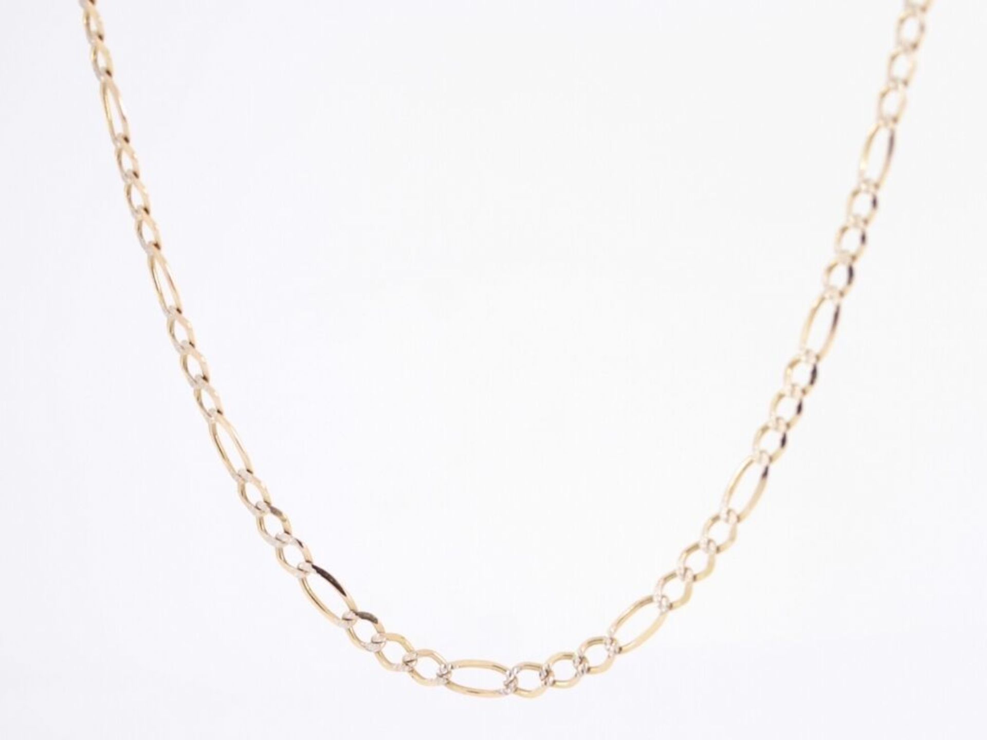 FIGARO CHAIN NECKLACE 9CT GOLD YELLOW WHITE LADIES STUNNING 21.5" 375 K72