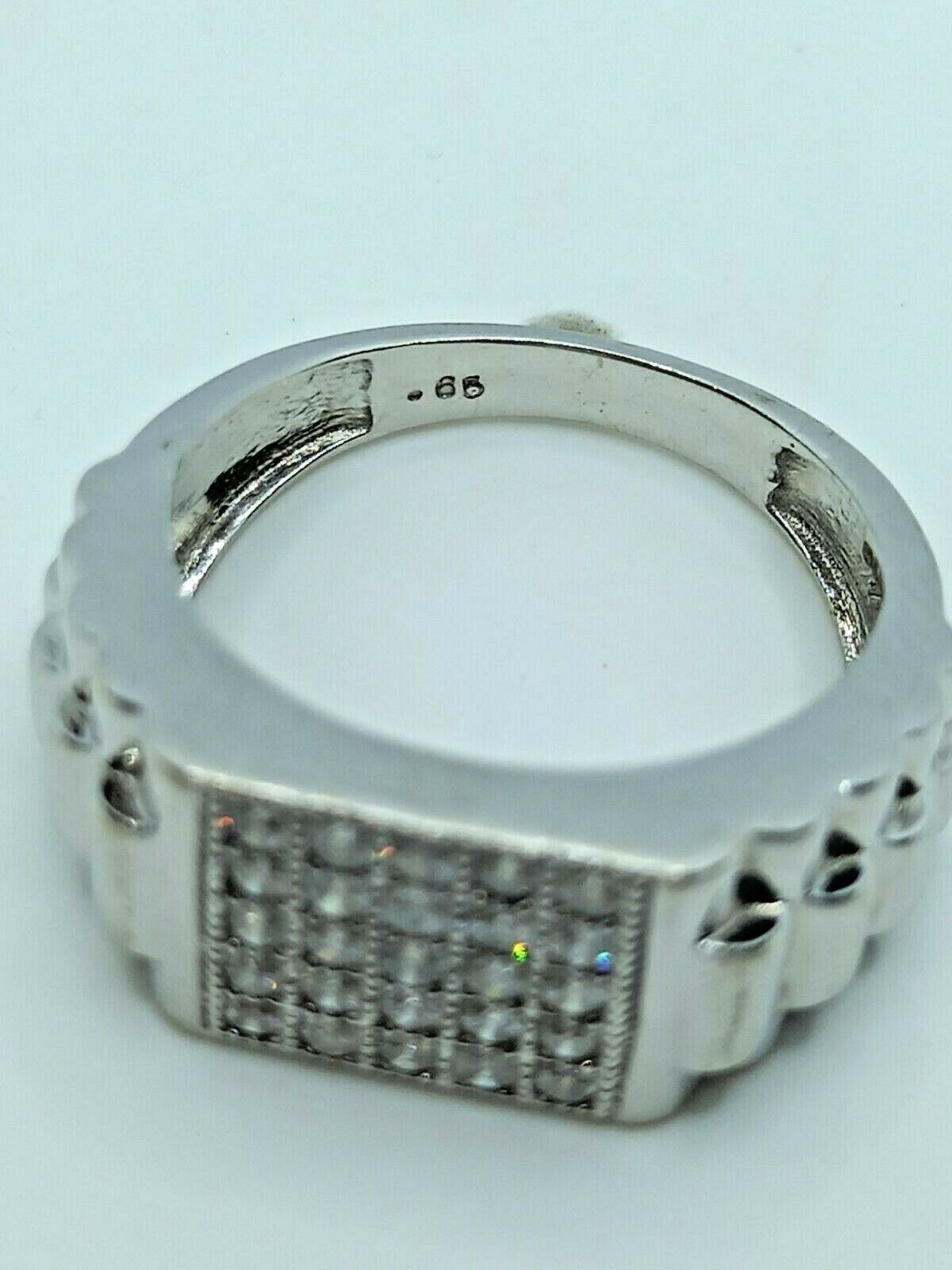 GENTS DIAMOND RING SOLID WHITE GOLD MEN'S ENGAGEMENT/WEDDING/DRESS - Image 3 of 4