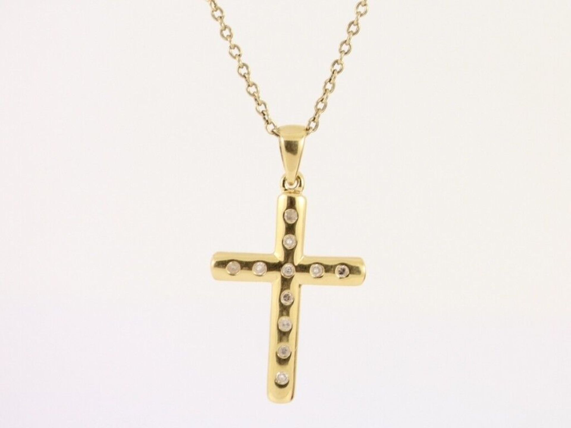 DIAMOND CROSS PENDANT 18CT GOLD 9CT NECKLACE LADIES 750 5.2G CD74