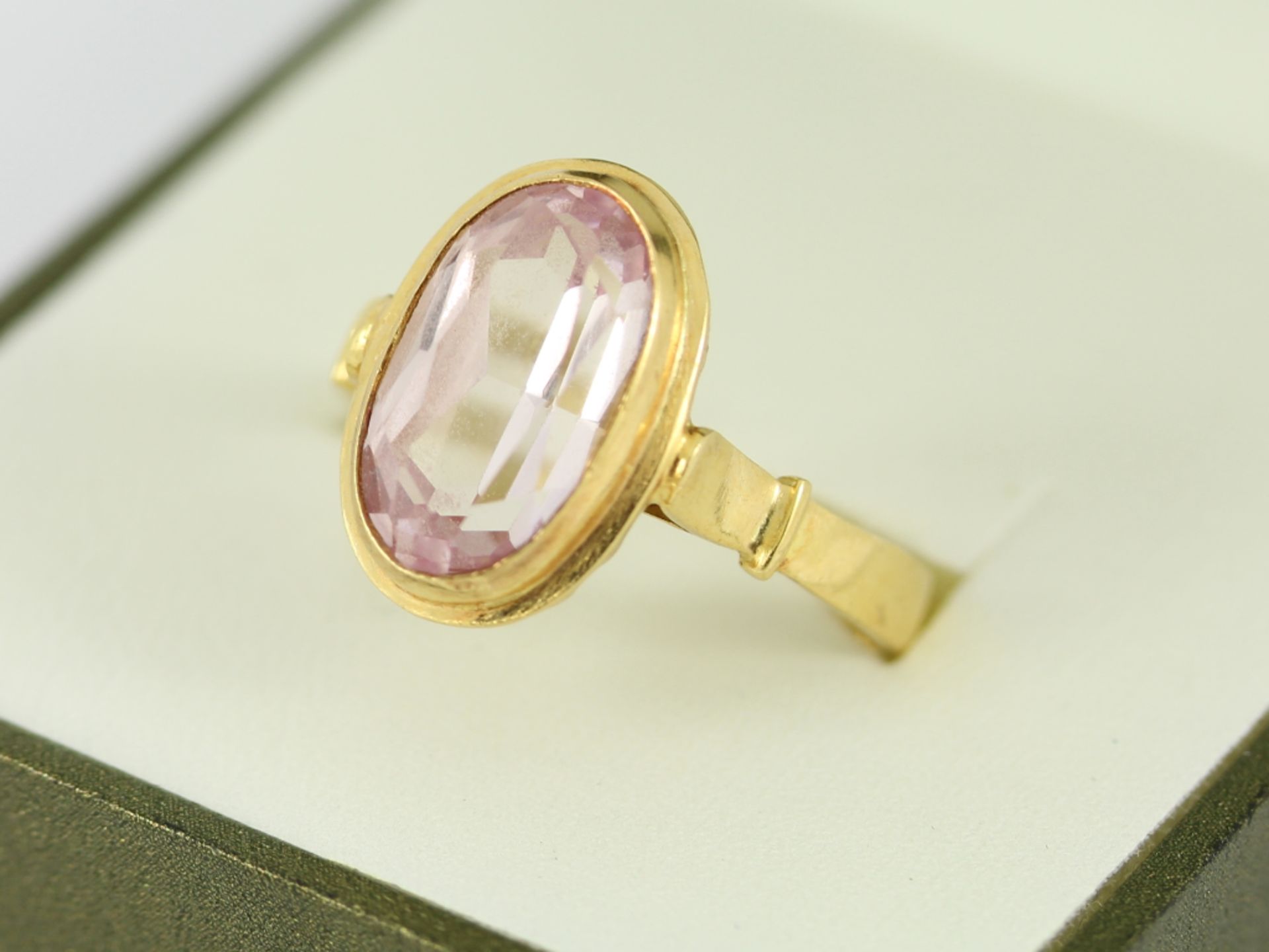 ROSE QUARTZ SOLITAIRE RING 18CT GOLD LADIES SIZE S 3/4 750 5.3G DE70 - Image 3 of 5