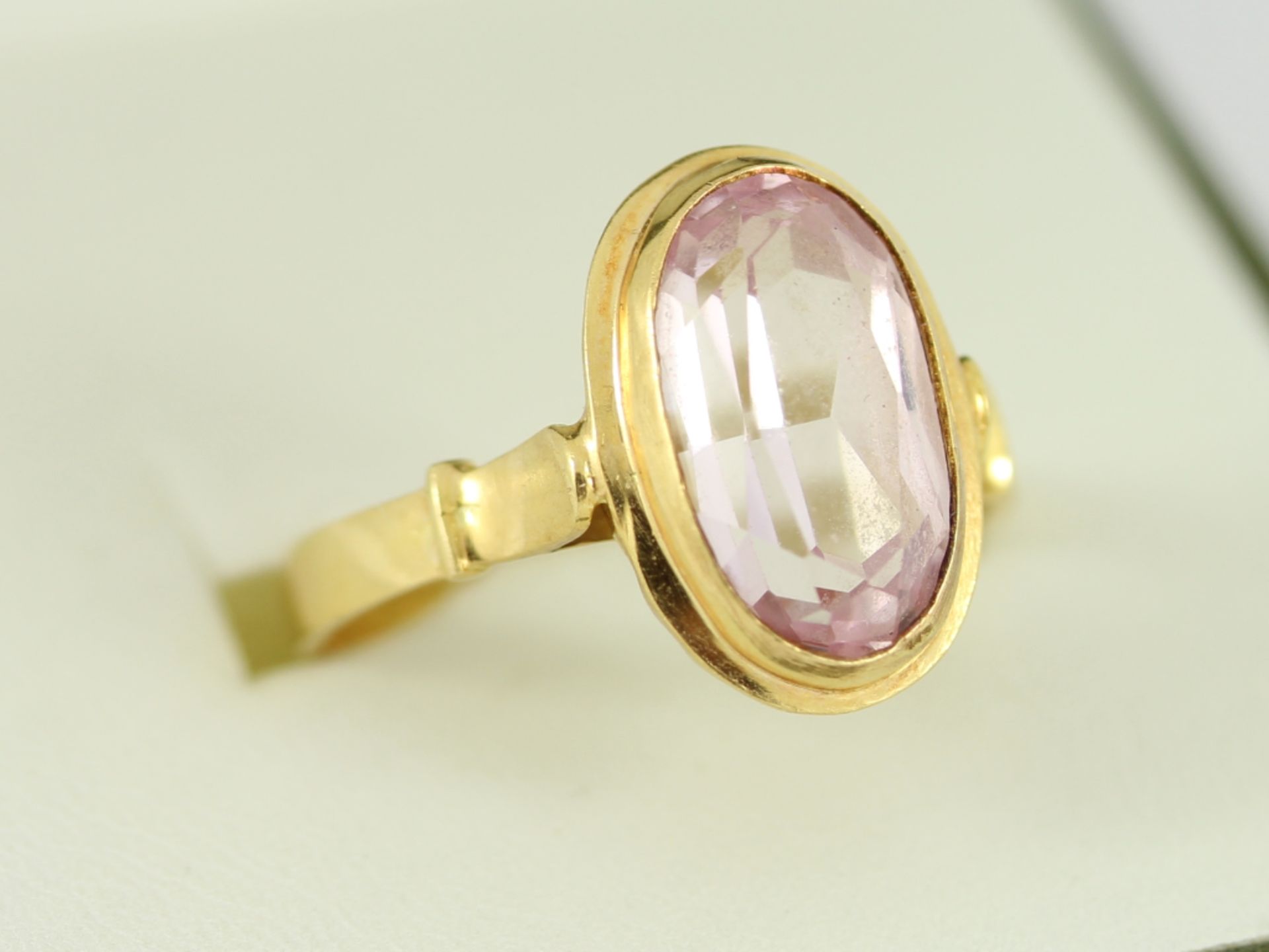 ROSE QUARTZ SOLITAIRE RING 18CT GOLD LADIES SIZE S 3/4 750 5.3G DE70 - Image 2 of 5