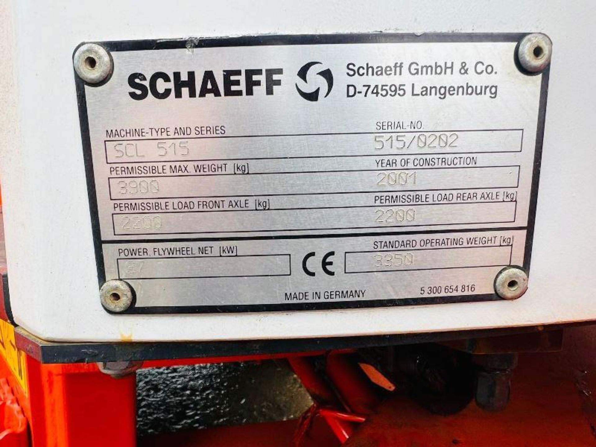 SCHAEFF SCL515 4WD LOADING SHOVEL C/W CANOPY AND ROLE FRAME - Bild 7 aus 15