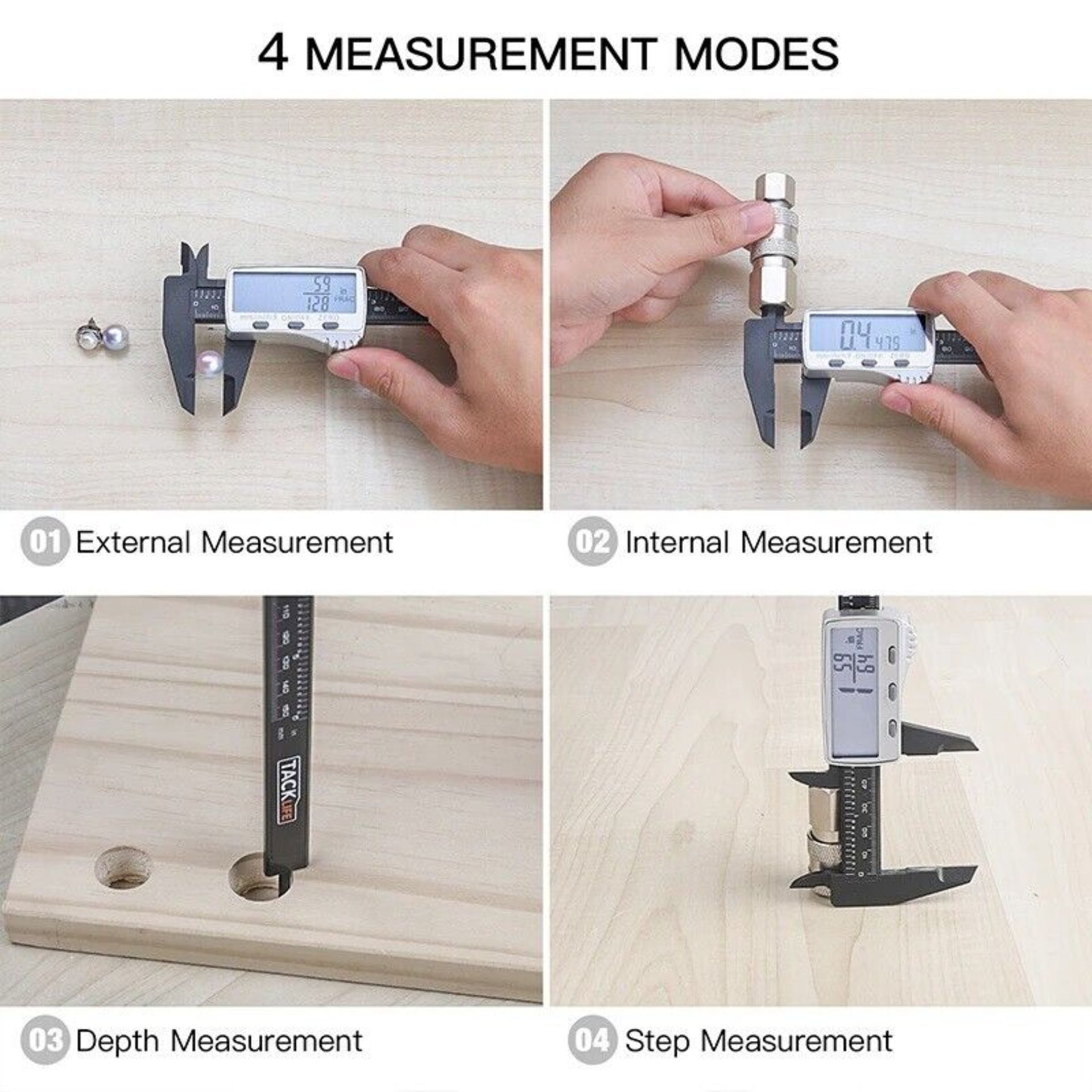 3X DIGITAL CALIPER 150 MM TACKLIFE DC01, LARGE LCD DISPLAY, ADJUSTABLE ACCURACY, 2 - Image 3 of 7