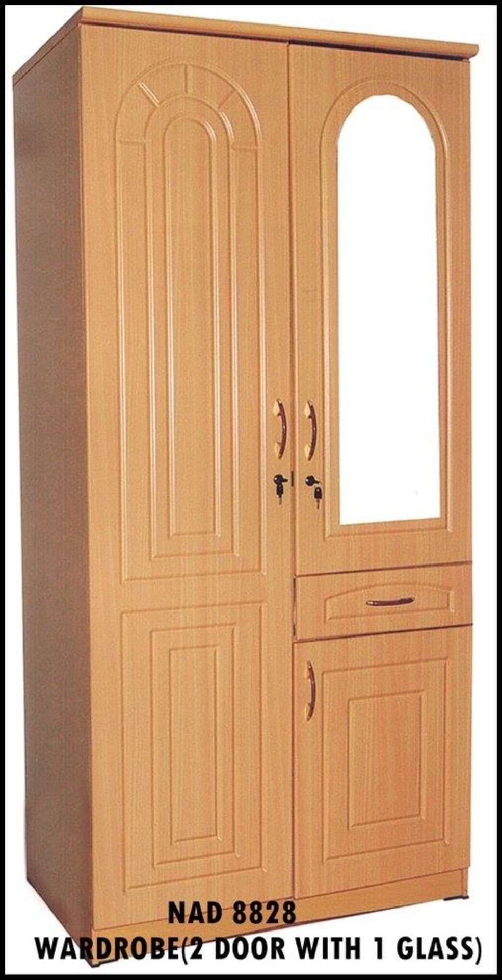 BRAND NEW BOXED OAK COLOURED MIRRORED WARDROBE