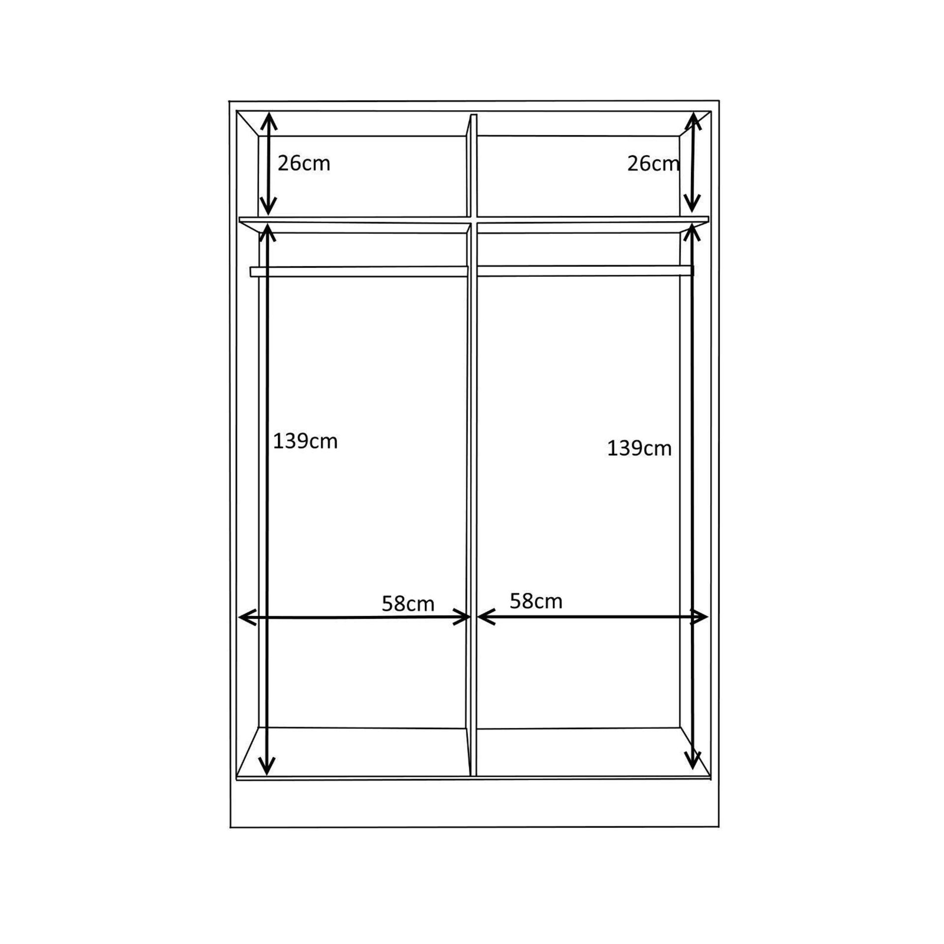2 DOOR SLIDING WARDROBE XL HIGH GLOSS BEDROOM FURNITURE WHITE ON WHITE - Image 5 of 8