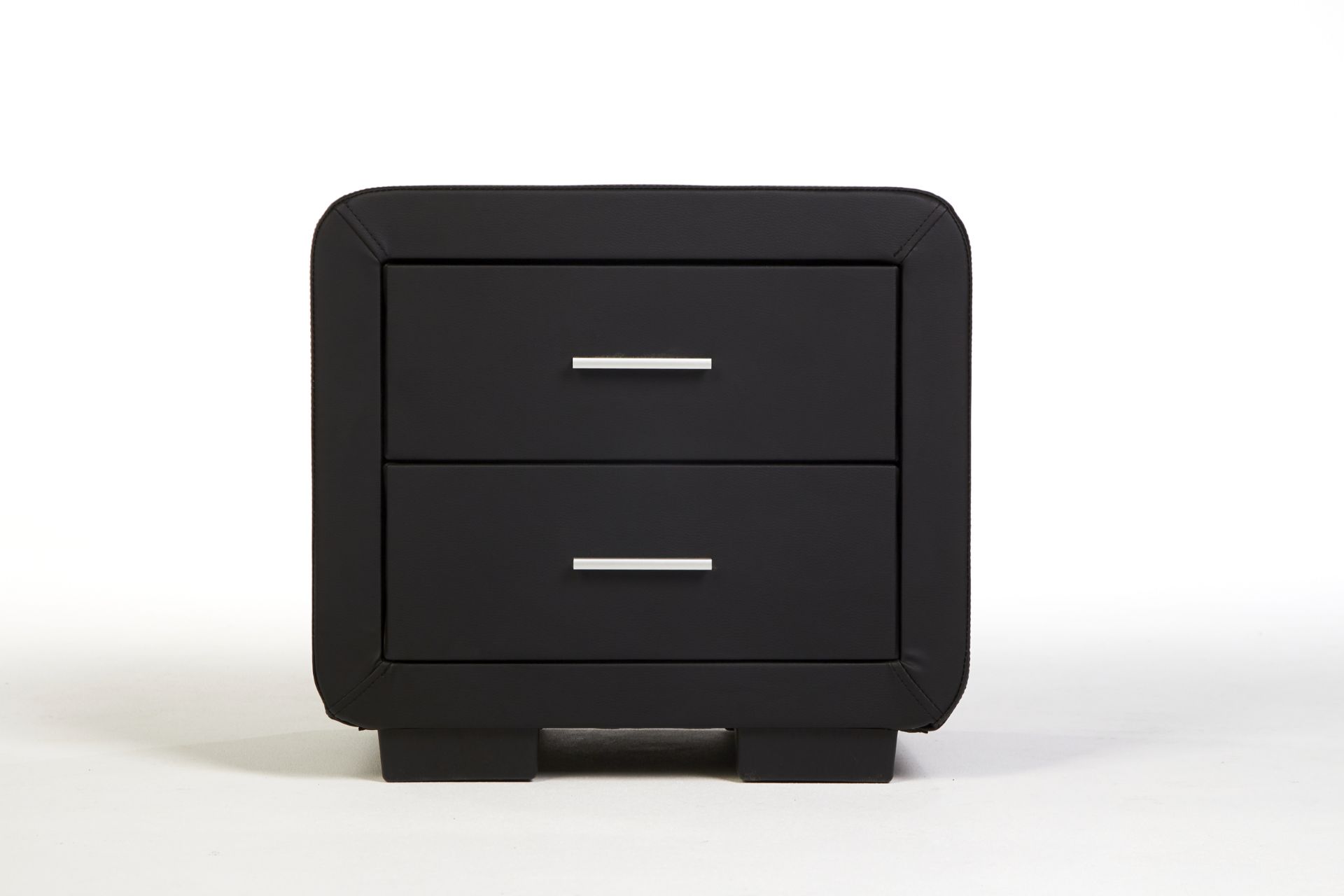 BLACK LEATHER 2 DRAWER BEDSIDE