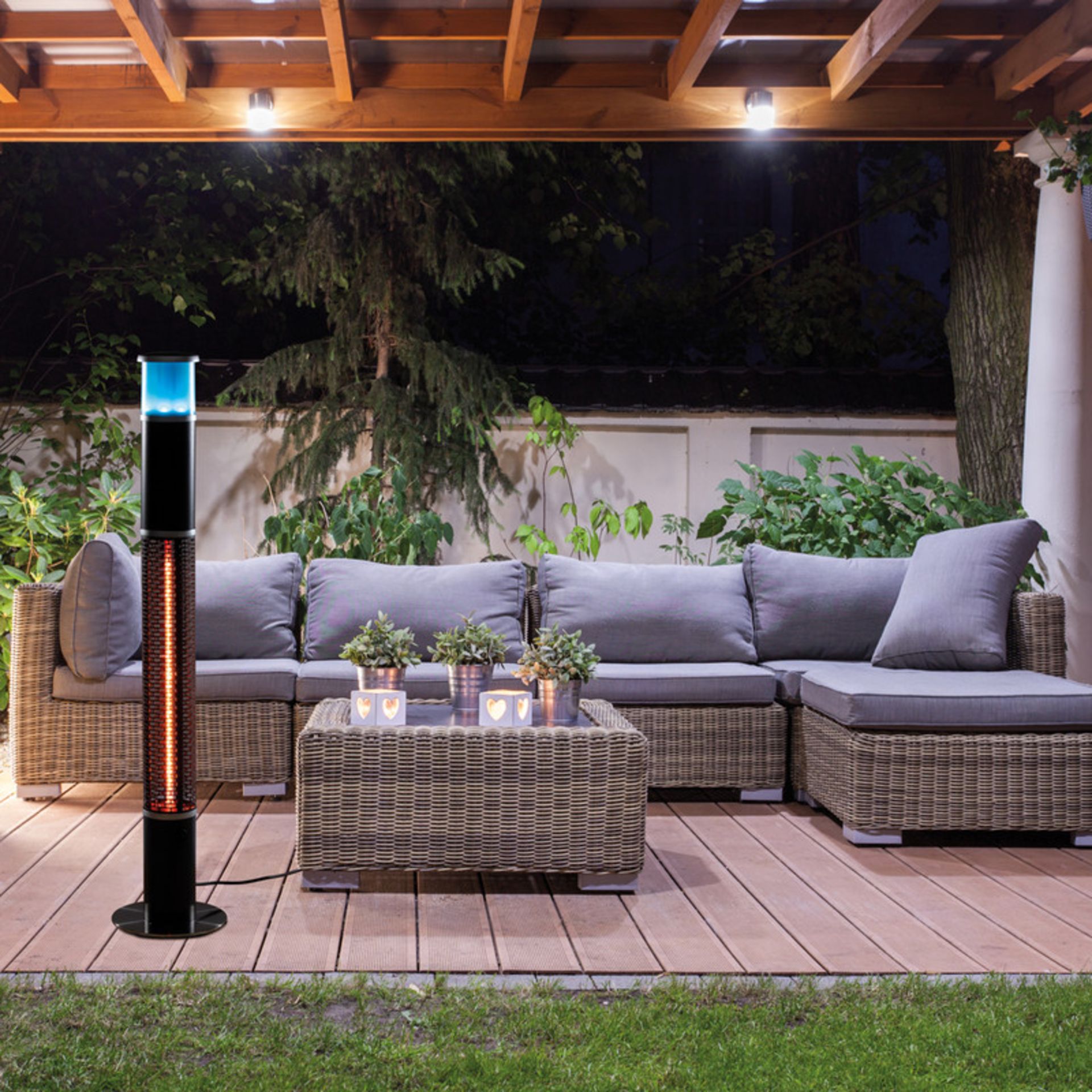 DAEWOO 3 IN 1 PATIO HEATER WITH BUILT IN SPEAKER AND COLOUR CHANGING LED LIGHT BRAND NEW RRP £149.99 - Image 2 of 2