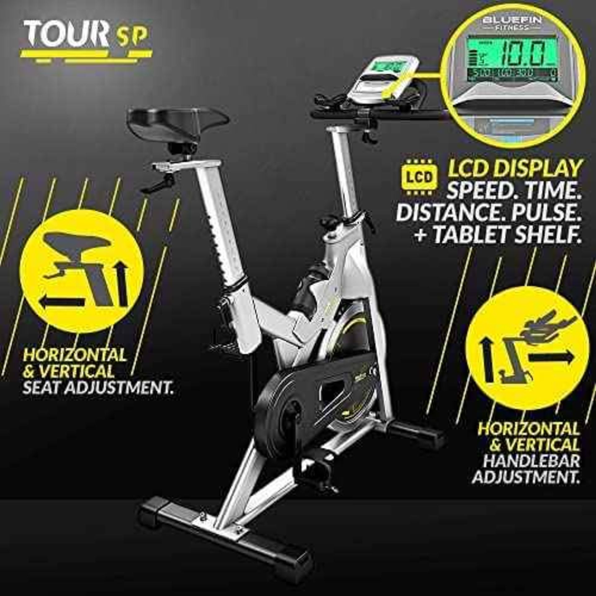 BLUEFIN FITNESS TOUR SP BIKE WITH LCD DIGITAL FITNESS CONSOLE AND COACHING APP RRP £499.00 - Image 3 of 5