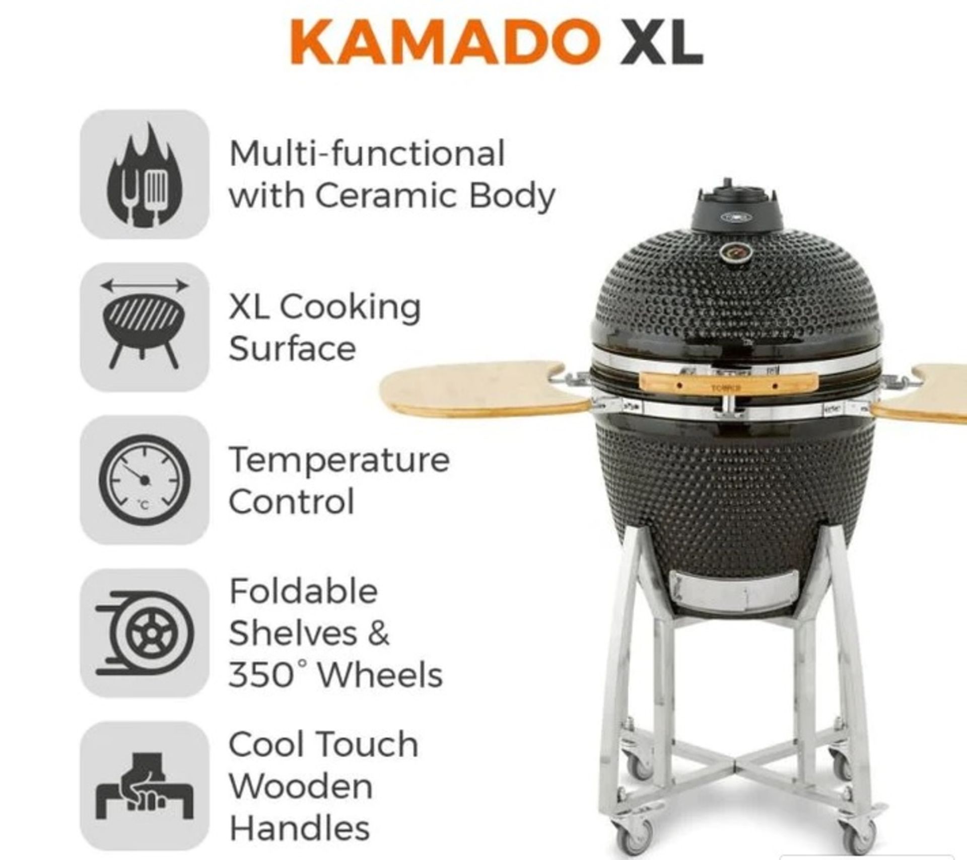 BRAND NEW TOWER KAMADO XL CERAMIC CHARCOAL BBQ RRP£699.99 - Image 2 of 3