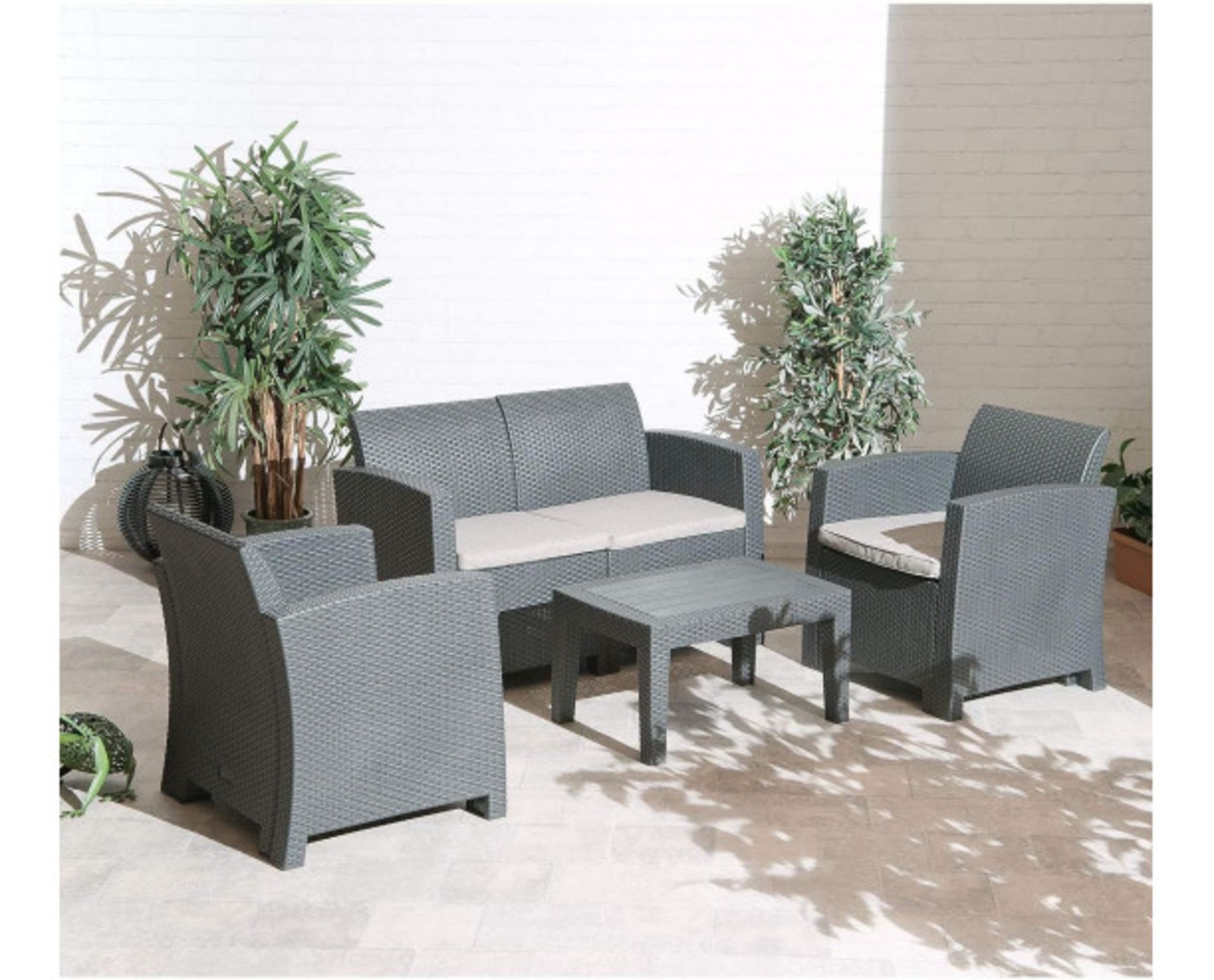 4 PC RATTAN GARDEN PATIO LOUNGE SET IN GREY BRAND NEW RRP £499