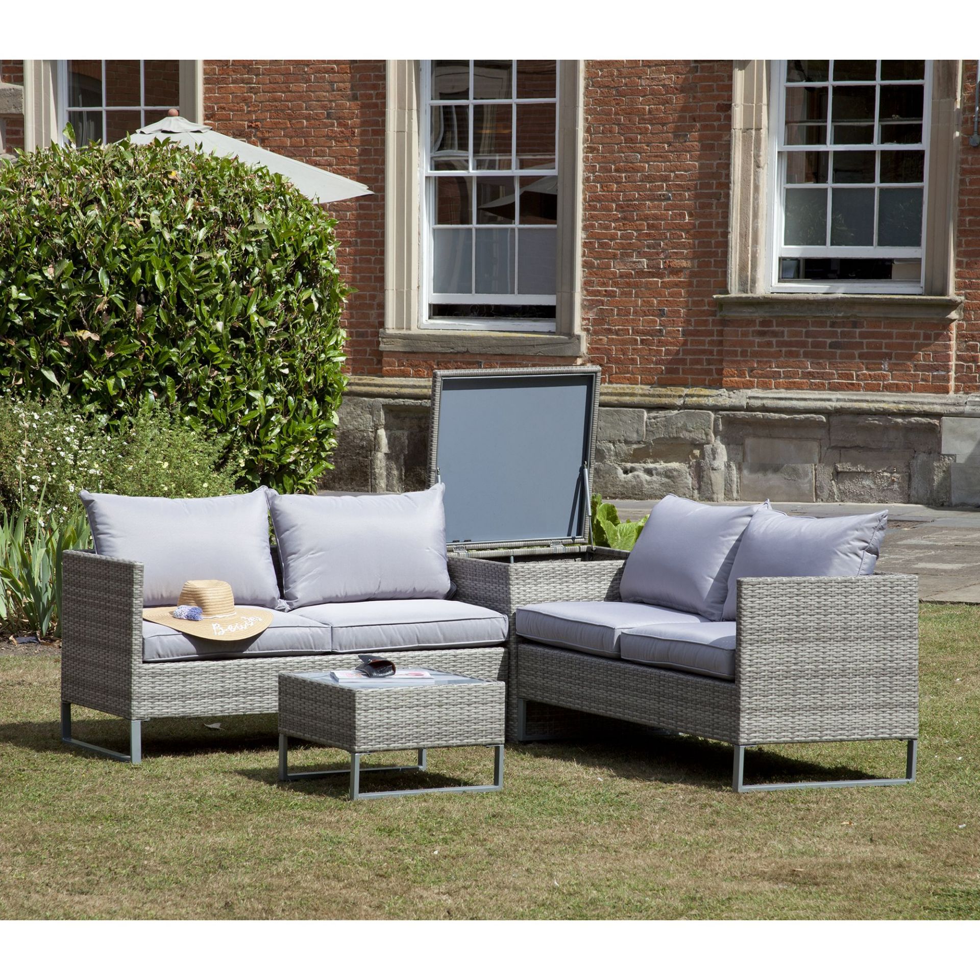 SANTA CLARA RATTAN 4 SEATER STORAGE TABLE GARDEN SOFA SET RRP £999.99