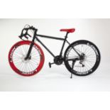 RED/BLACK STREET BIKE WITH 21 GREAR, BRAKE DISKS, KICK STAND, COOL THIN TYRES