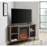 BRAND NEW GREY WASH FIREPLACE CORNER TV UNIT (WITH ELECTRIC FIRE INSERT) RRP £499