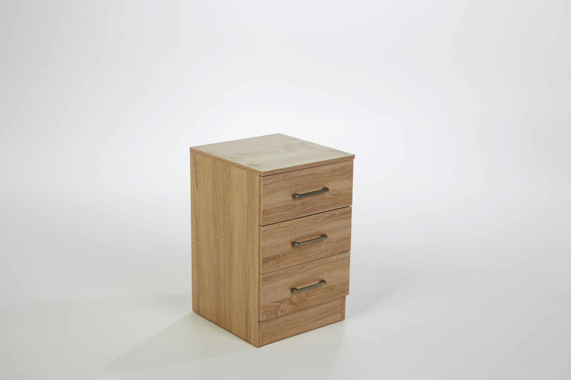 SONOMA OAK COLOURED 3 DRAWER BEDSIDE