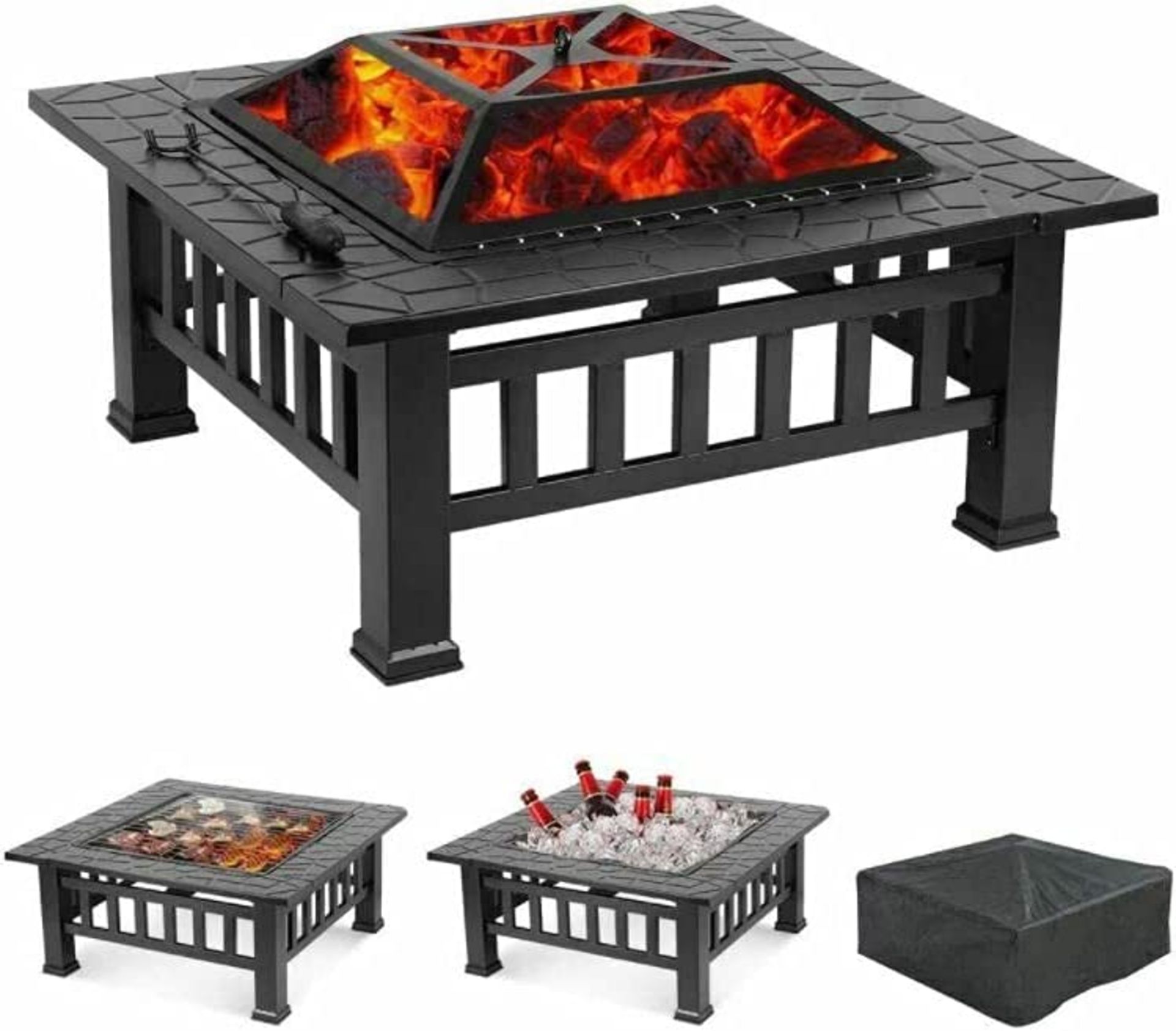 OUTDOOR FIRE PIT BBQ FIRE PIT TABLE WITH BBQ GRILL SHELF RRP £179.99 - Image 2 of 2