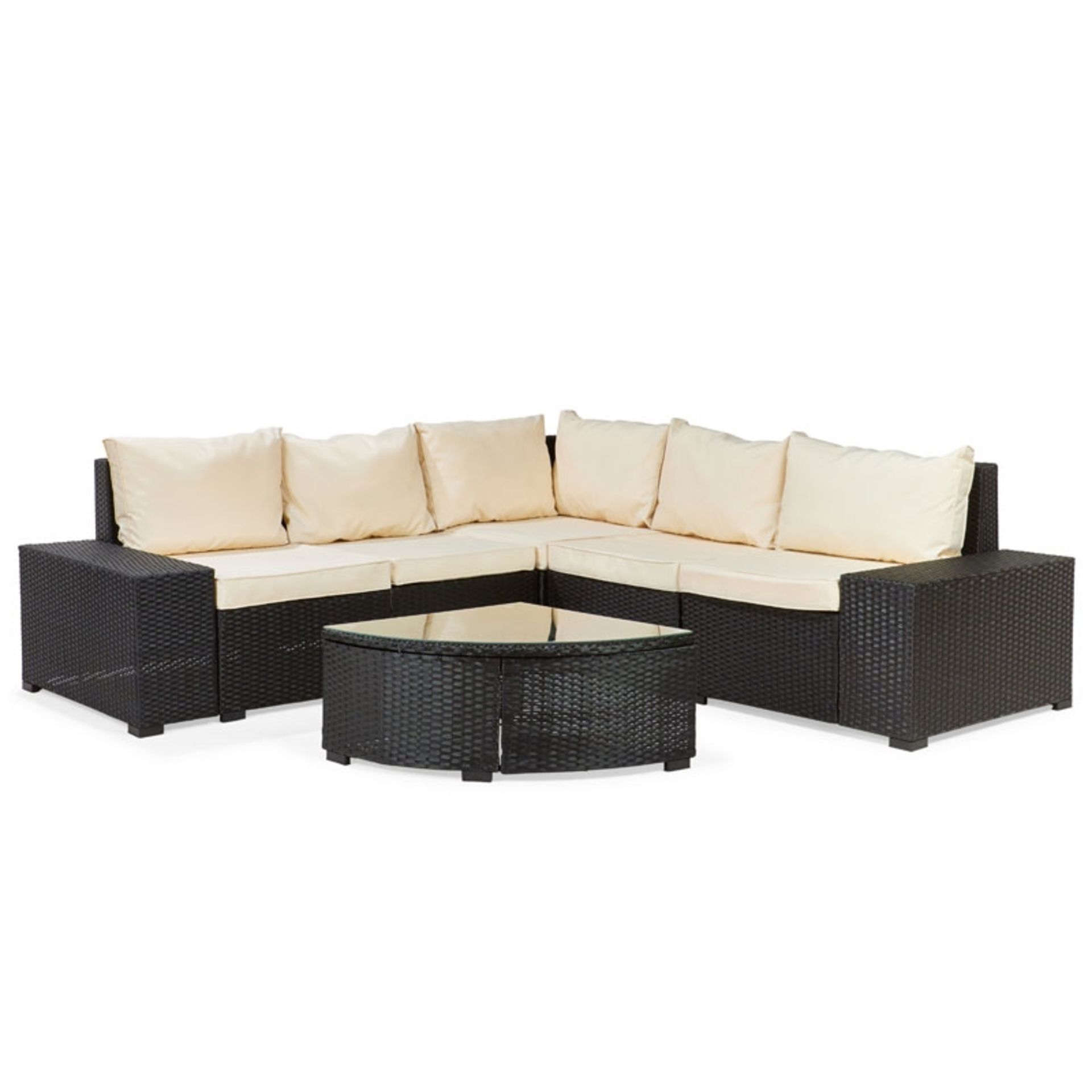 5 SEATER BLACK CORNER LOUNGE SET RATTAN GARDEN SEATING BRAND NEW RRP £899 - Image 2 of 2