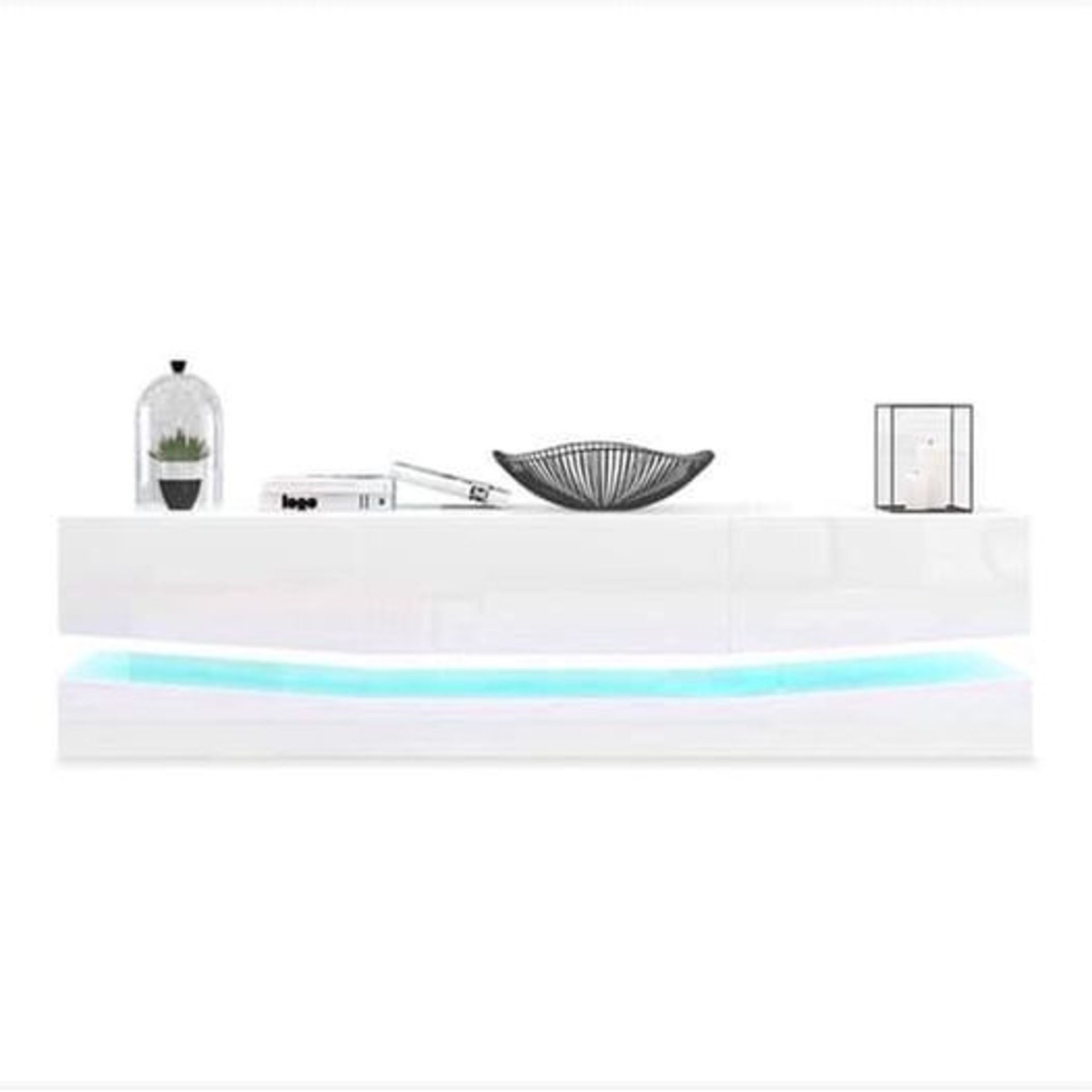 WHITE LED FLOATING TV STAND WITH HIGH GLOSS DRAWER FRONTS - Image 2 of 3