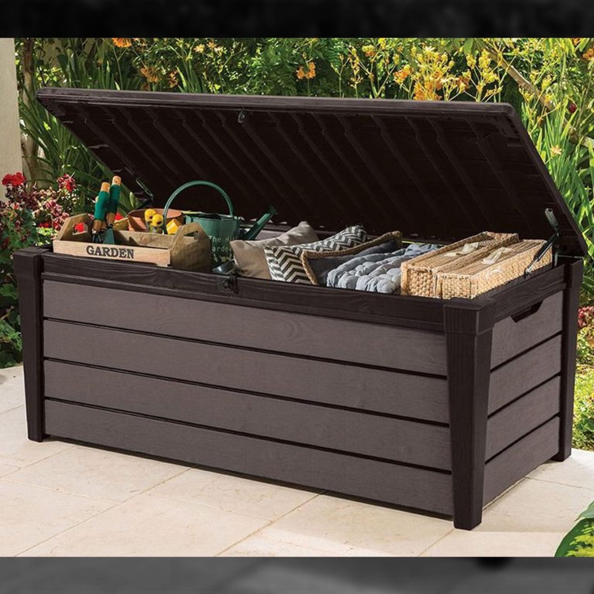 KETER BRUSHWOOD 150 GARDEN BOX 570L IN BROWN BRAND NEW RRP £269