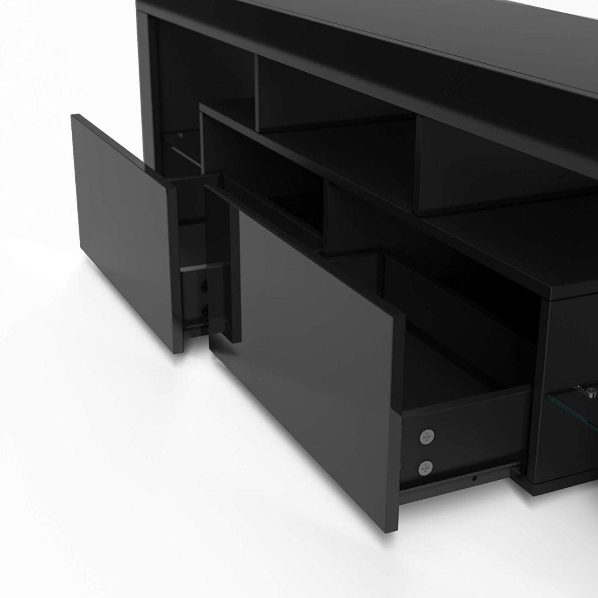 BLACK MODERN 160CM TV UNIT CABINET TV STAND HIGH GLOSS DOORS WITH FREE LEDS - Image 3 of 3