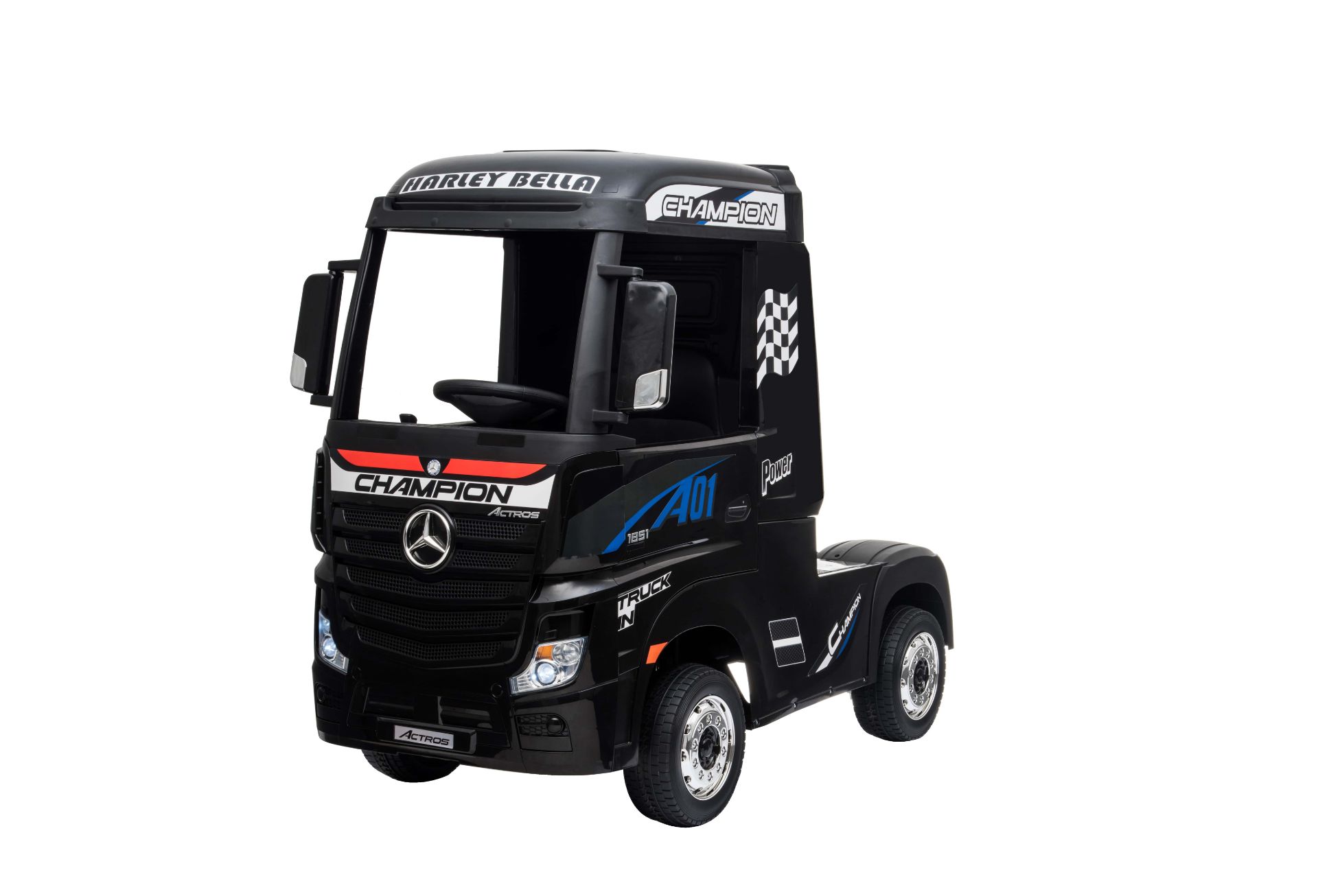 RIDE ON FULLY LICENCED MERCEDES BENZ ACTROS TRUCK HL358 12V WITH OFFICIAL TRAILER - BLACK - Image 14 of 14