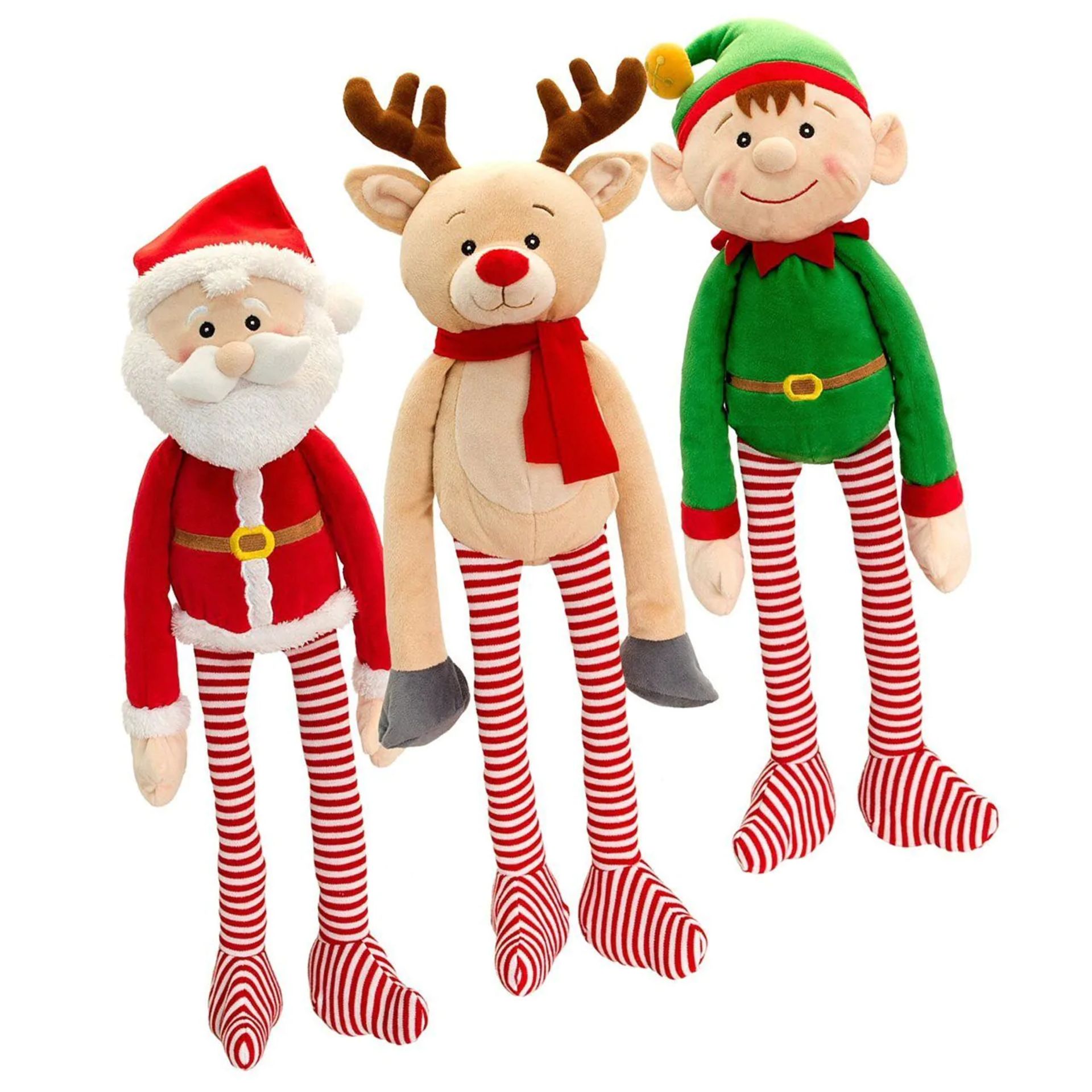 KEEL TOYS 30CM DANGLY XMAS CHARACTERS 3 CHARACTERS - SX0489 1 X CTN