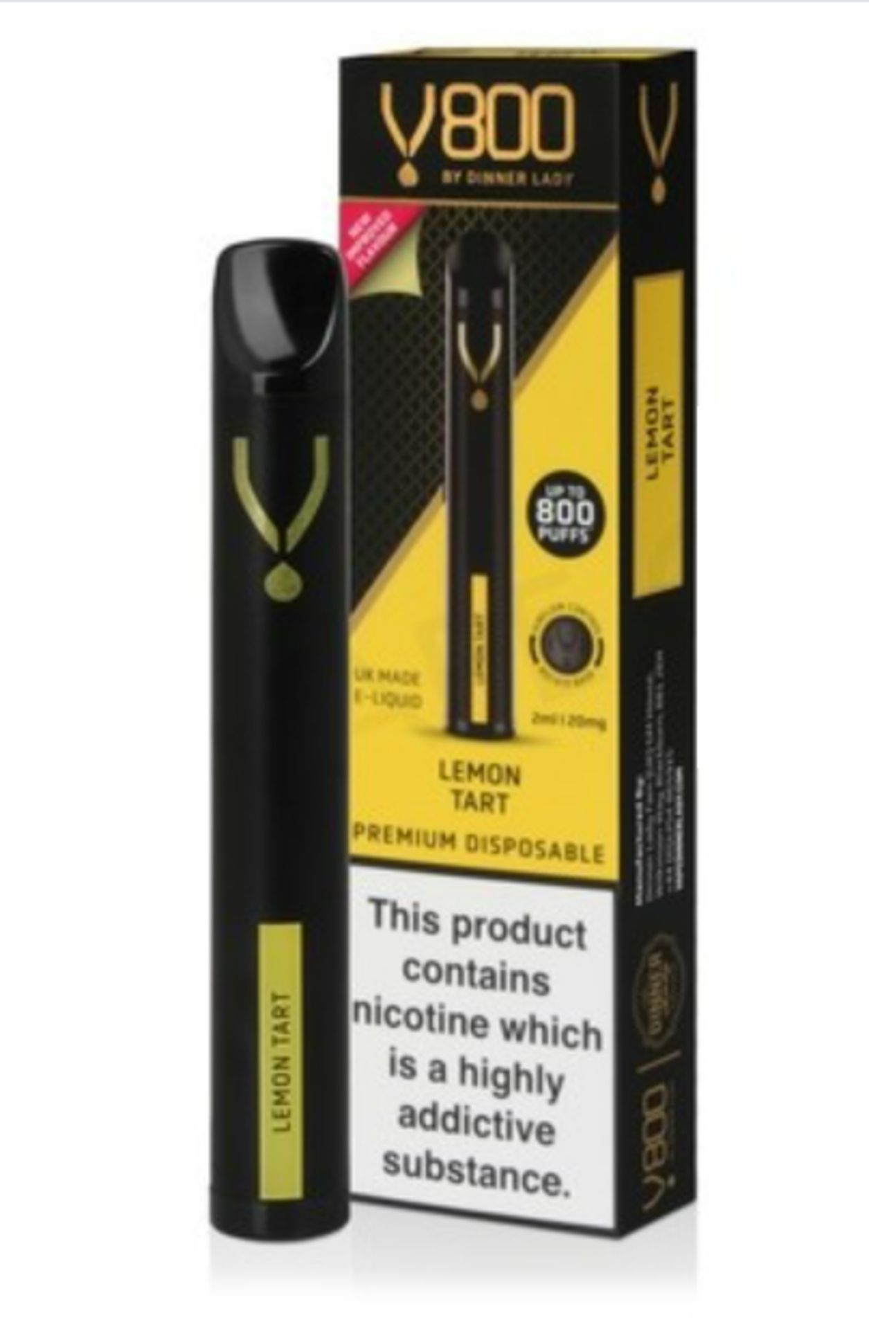 100 X LEMON TART V800 DINNER LADY DISPOSABLE VAPES - RRP £5.99 EACH