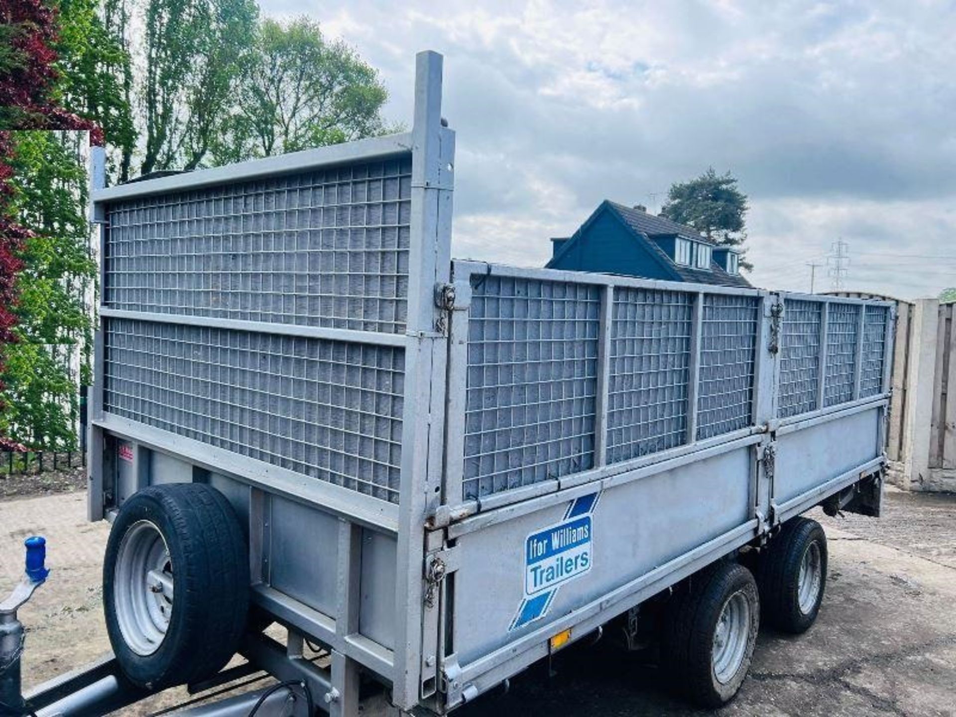 IFOR WILLIAMS LM125G DOUBLE AXLE DROP SIDE TRAILER C/W HIGH SIDED CAGE SIDES - Image 6 of 15