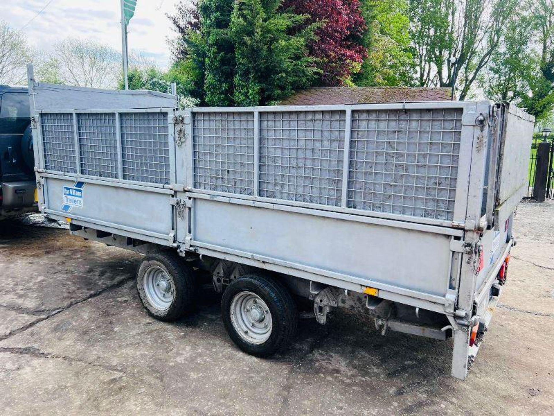 IFOR WILLIAMS LM125G DOUBLE AXLE DROP SIDE TRAILER C/W HIGH SIDED CAGE SIDES - Image 4 of 15