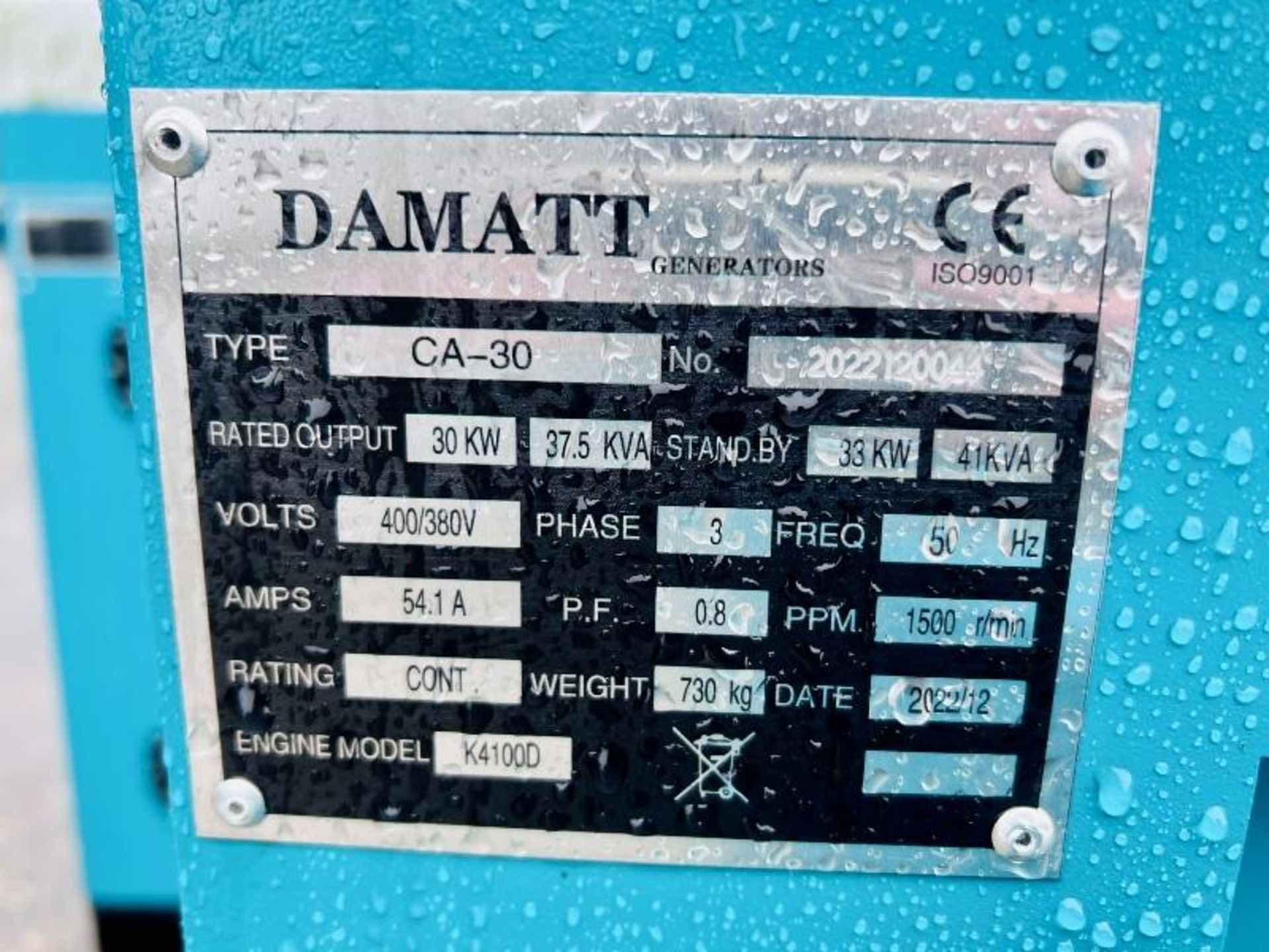 BRAND NEW DEMATT CA-30 41KVA SILENT RUN GENERATOR *YEAR 2023. - Bild 4 aus 20