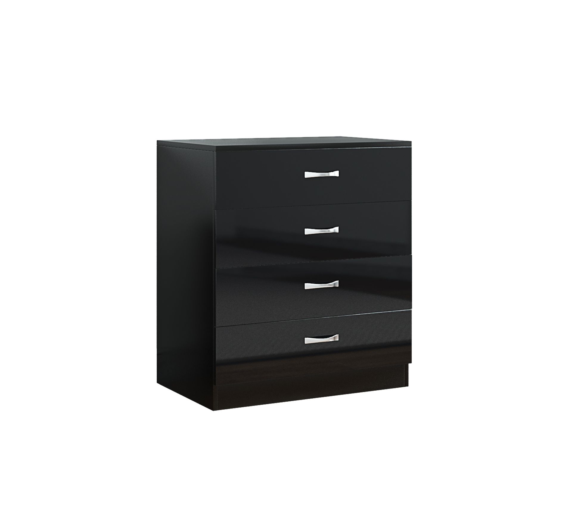 BLACK MIRRORED HIGH GLOSS BEDROOM FURNITURE SET - 2 DOOR WARDROBE, CHEST & BEDSIDE BRAND NEW - Image 4 of 7