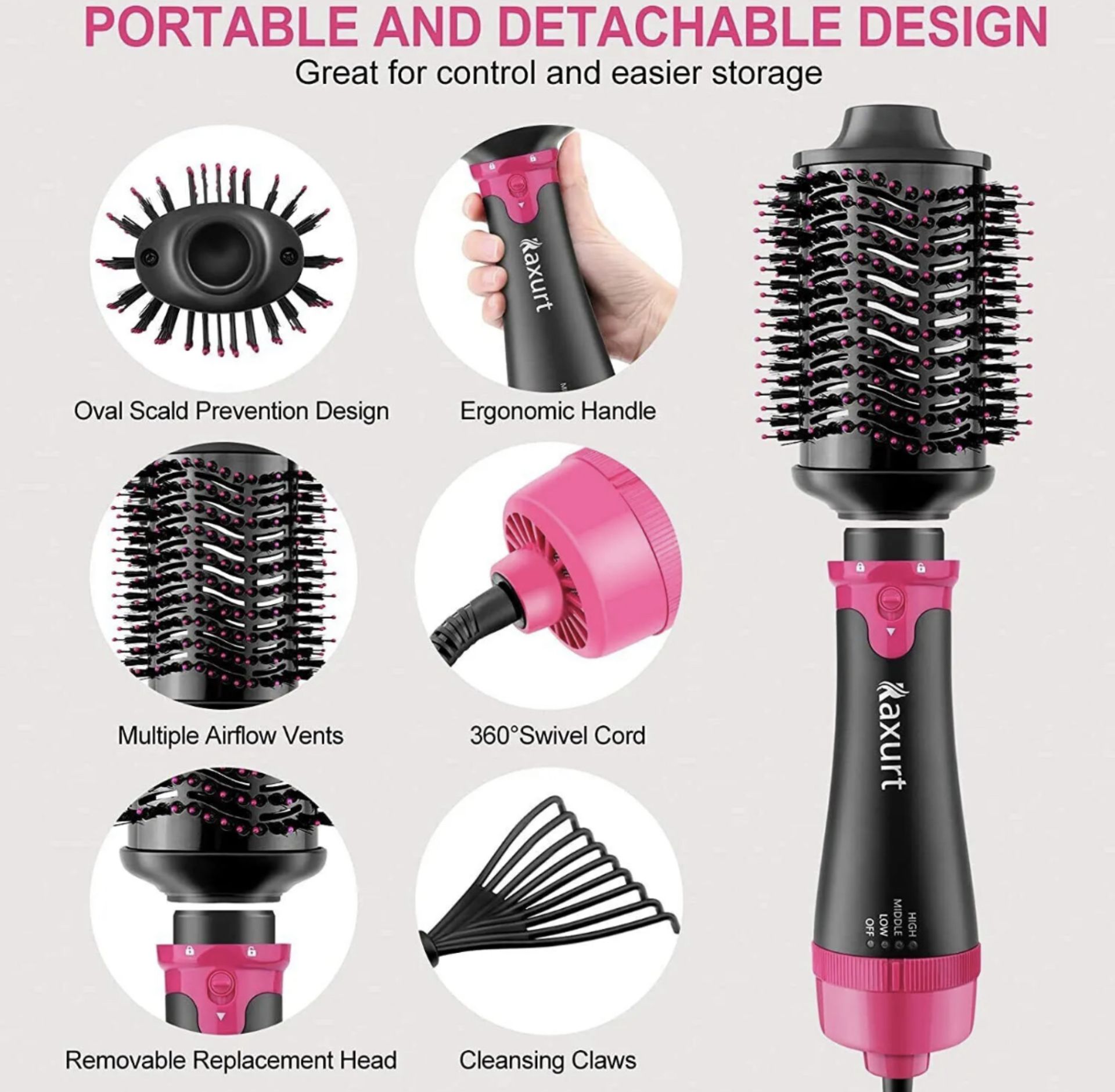 RAXURT HAIR DRYER BRUSH BRAND NEW RRP £26.99 - Image 3 of 3