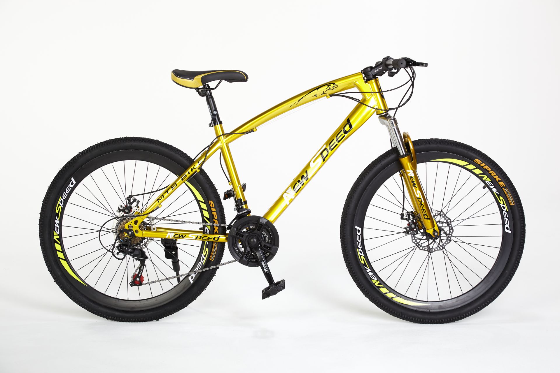 BRAND NEW NEW SPEED 21 GEARS STUNNING SUSPENSION GOLD COLOURED MOUNTAIN BIKE - Image 2 of 11