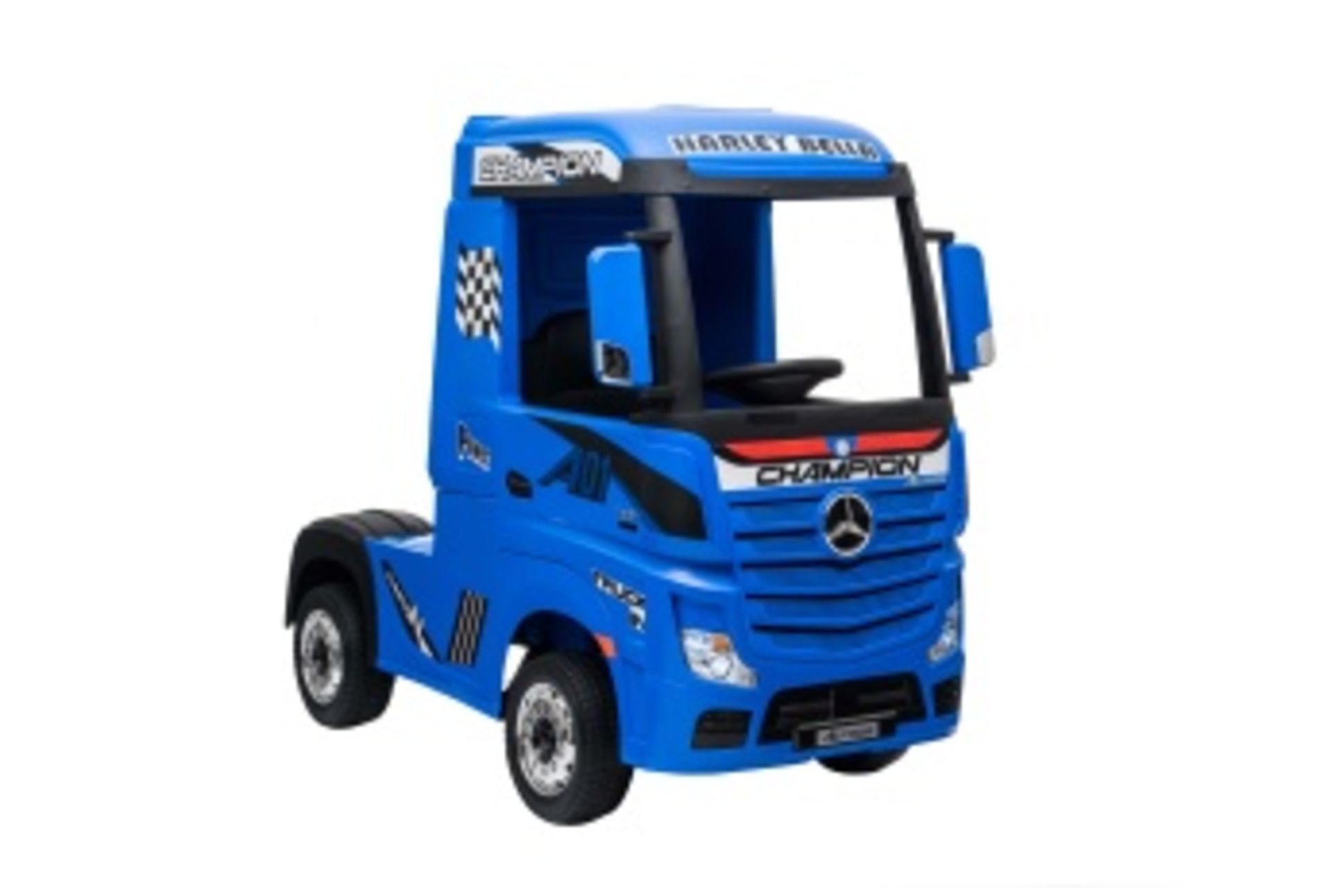RIDE ON FULLY LICENCED MERCEDES BENZ ACTROS TRUCK 24V COMPLETE WITH OFFICIAL TRAILER - BLUE - Image 13 of 13