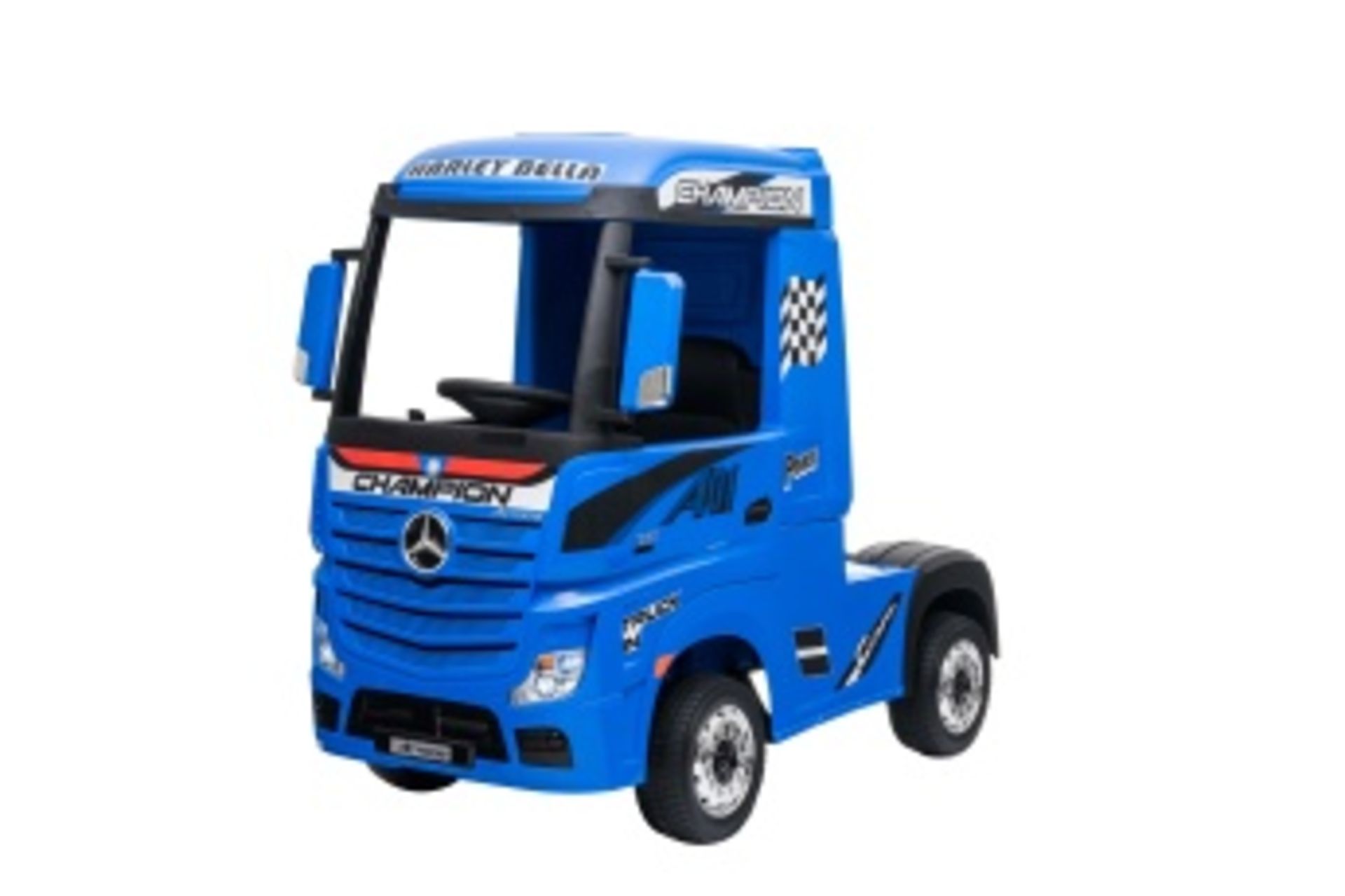 RIDE ON FULLY LICENCED MERCEDES BENZ ACTROS TRUCK 24V COMPLETE WITH OFFICIAL TRAILER - BLUE - Image 9 of 13