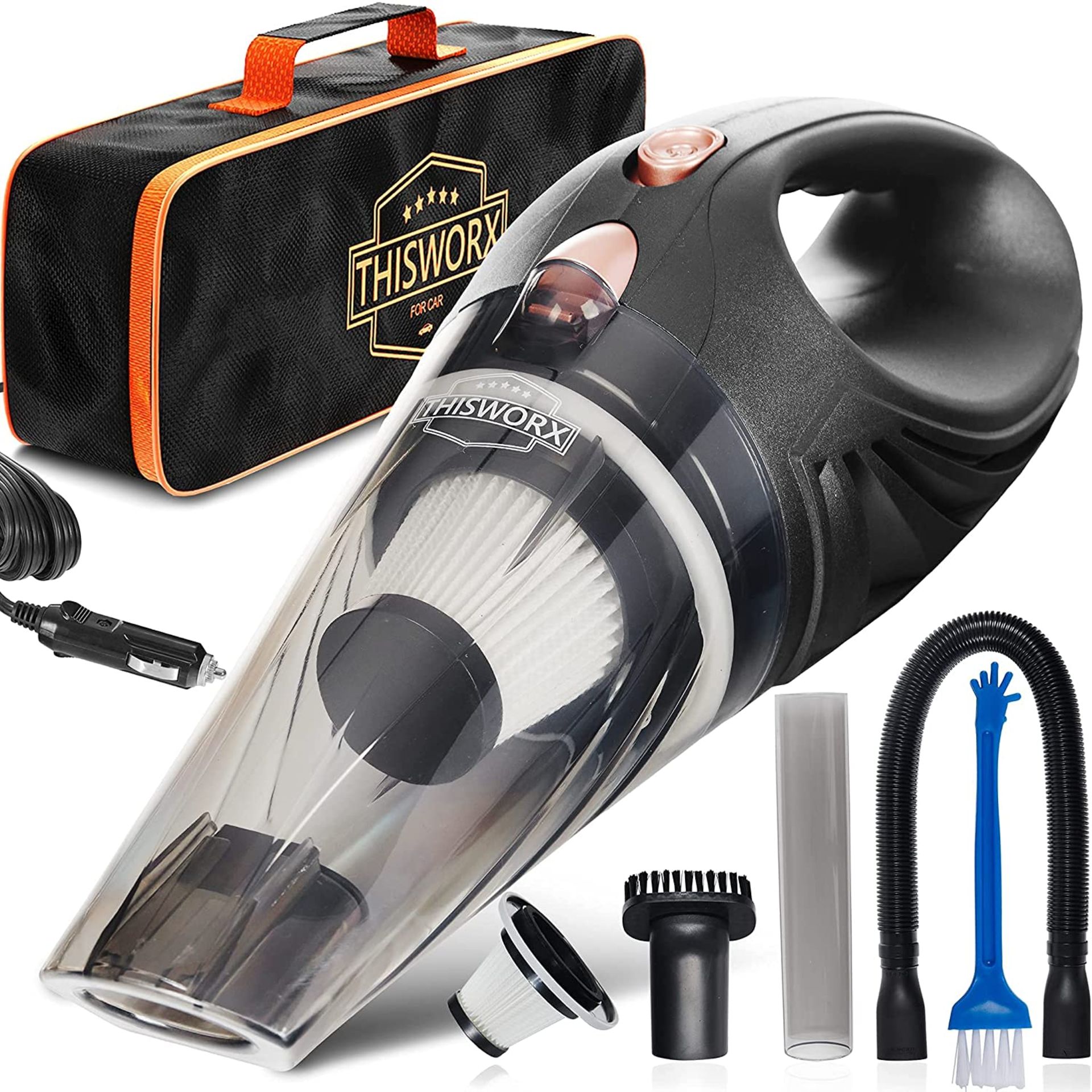 THISWORX CAR VACUUM CLEANER - PORTABLE LIGHTWEIGHT POWERFUL HANDHELD VACUUMS 12V