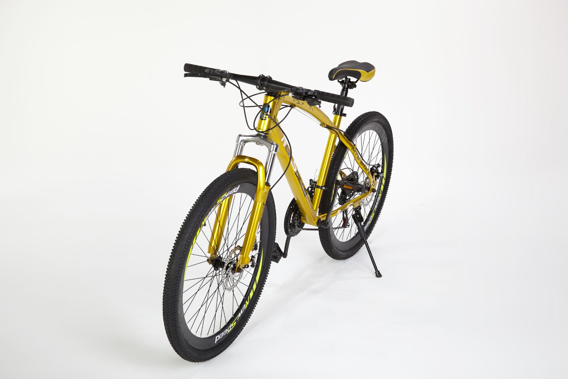 BRAND NEW NEW SPEED 21 GEARS STUNNING SUSPENSION GOLD COLOURED MOUNTAIN BIKE - Image 3 of 11