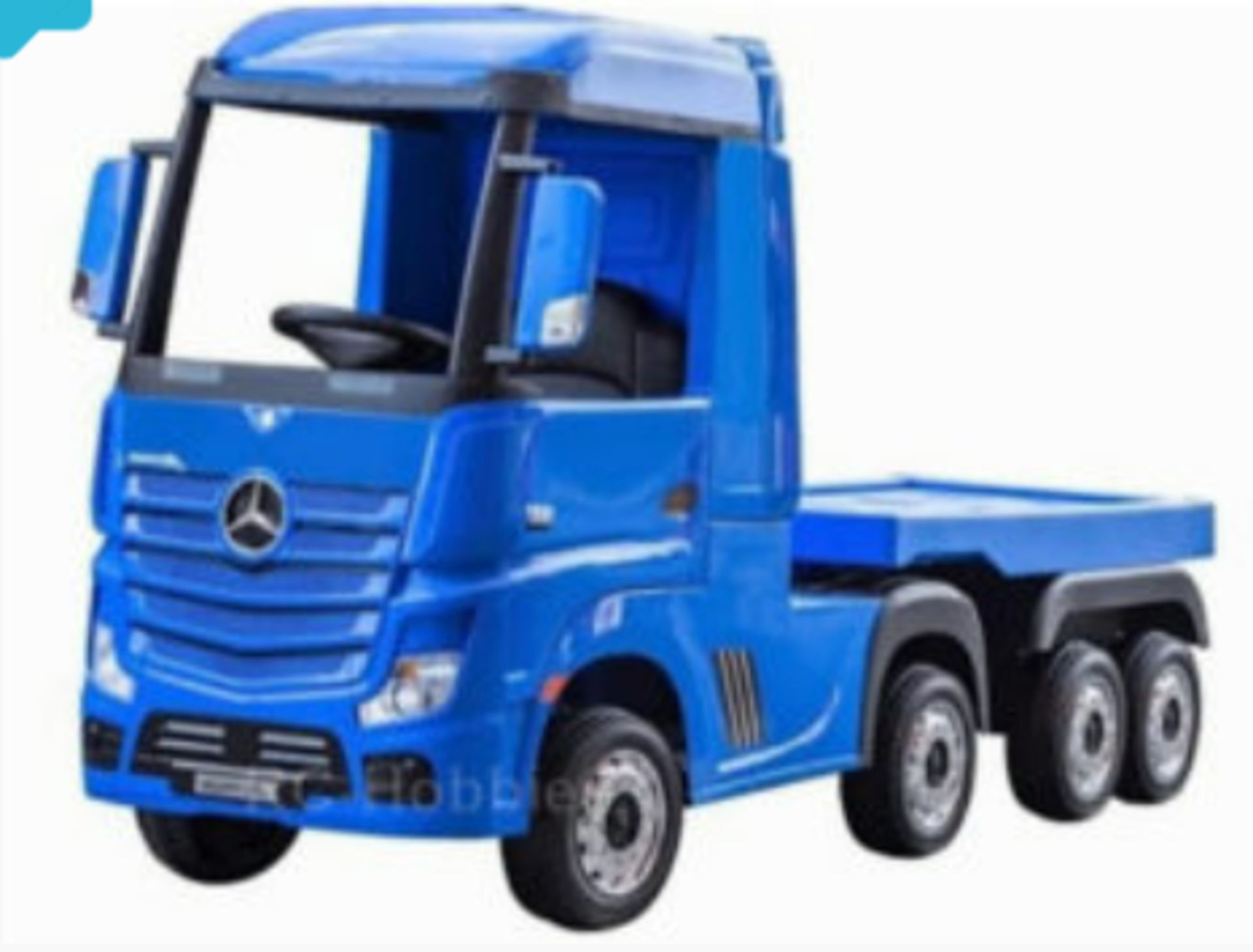 RIDE ON FULLY LICENCED MERCEDES BENZ ACTROS TRUCK 24V COMPLETE WITH OFFICIAL TRAILER - BLUE